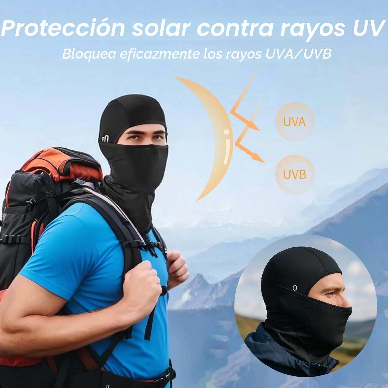 Pasamontañas Verano UPF50+ Transpirable Protección Solar Abertura Gafas Sotocasco Moto Ligero Balaclava Ciclismo Running