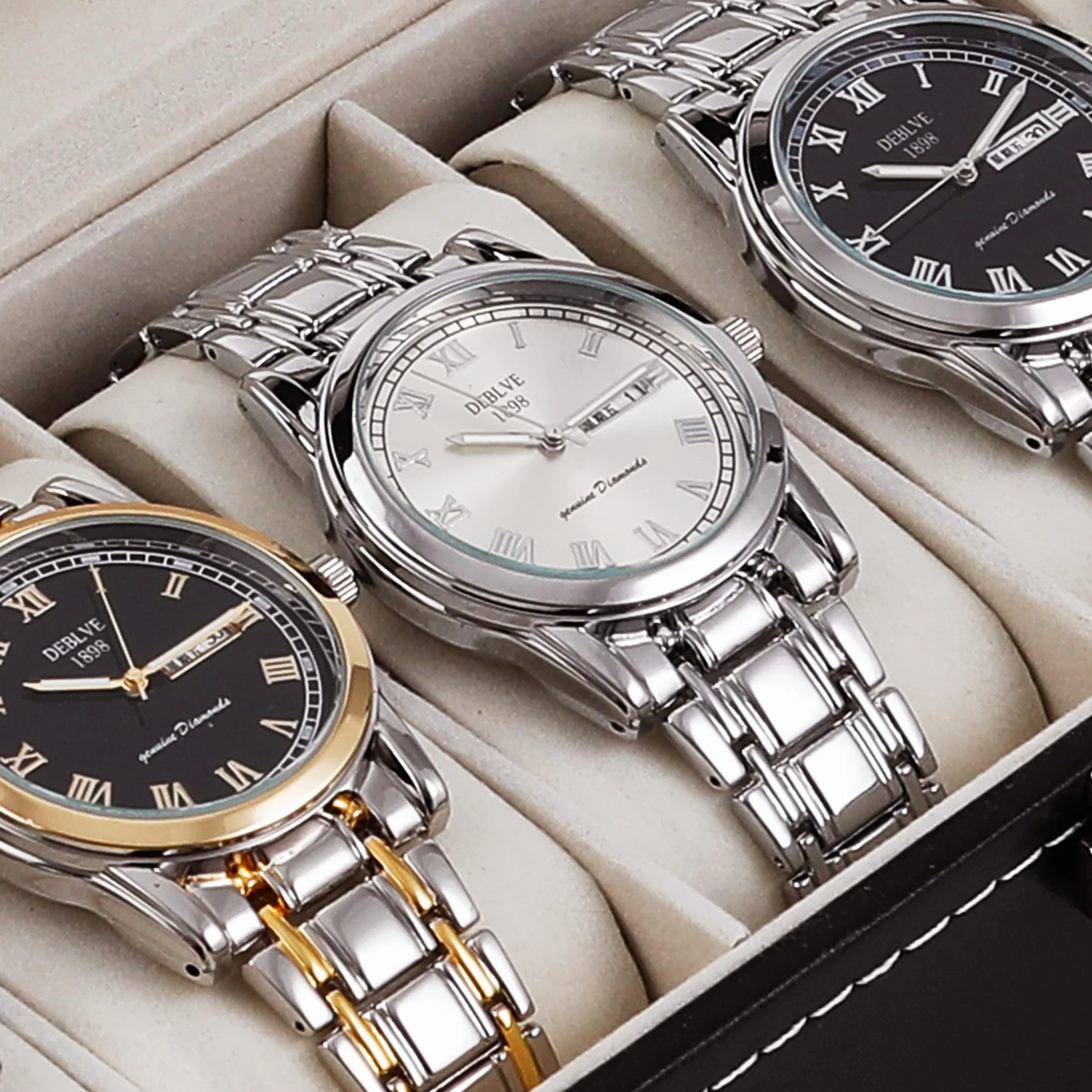 Nuangoo Estuche de Relojes con Cerradura y Tapa de Cristal