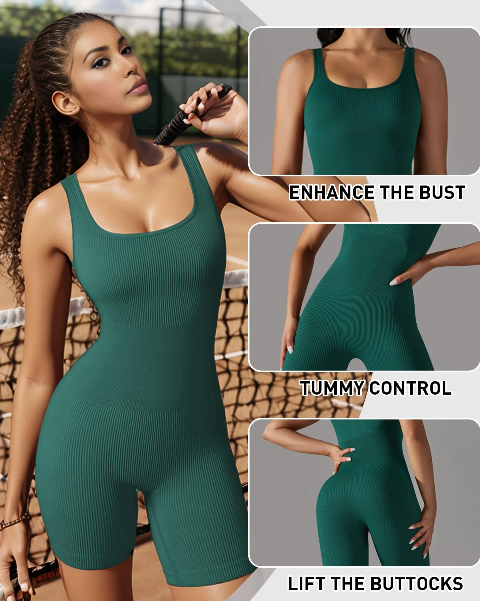 Merlvida Mono Deportivo Mujer Corto Jumpsuit sin Costuras Sexy Push Up Una Sola Pieza Ropa Deportiva para Gimnasio Yoga Fitness