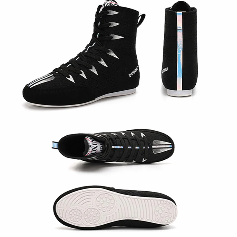 Zapatillas de Boxeo Unisex, Zapatos de Lucha Libre para Adultos Niños, Botines de Goma Antideslizante