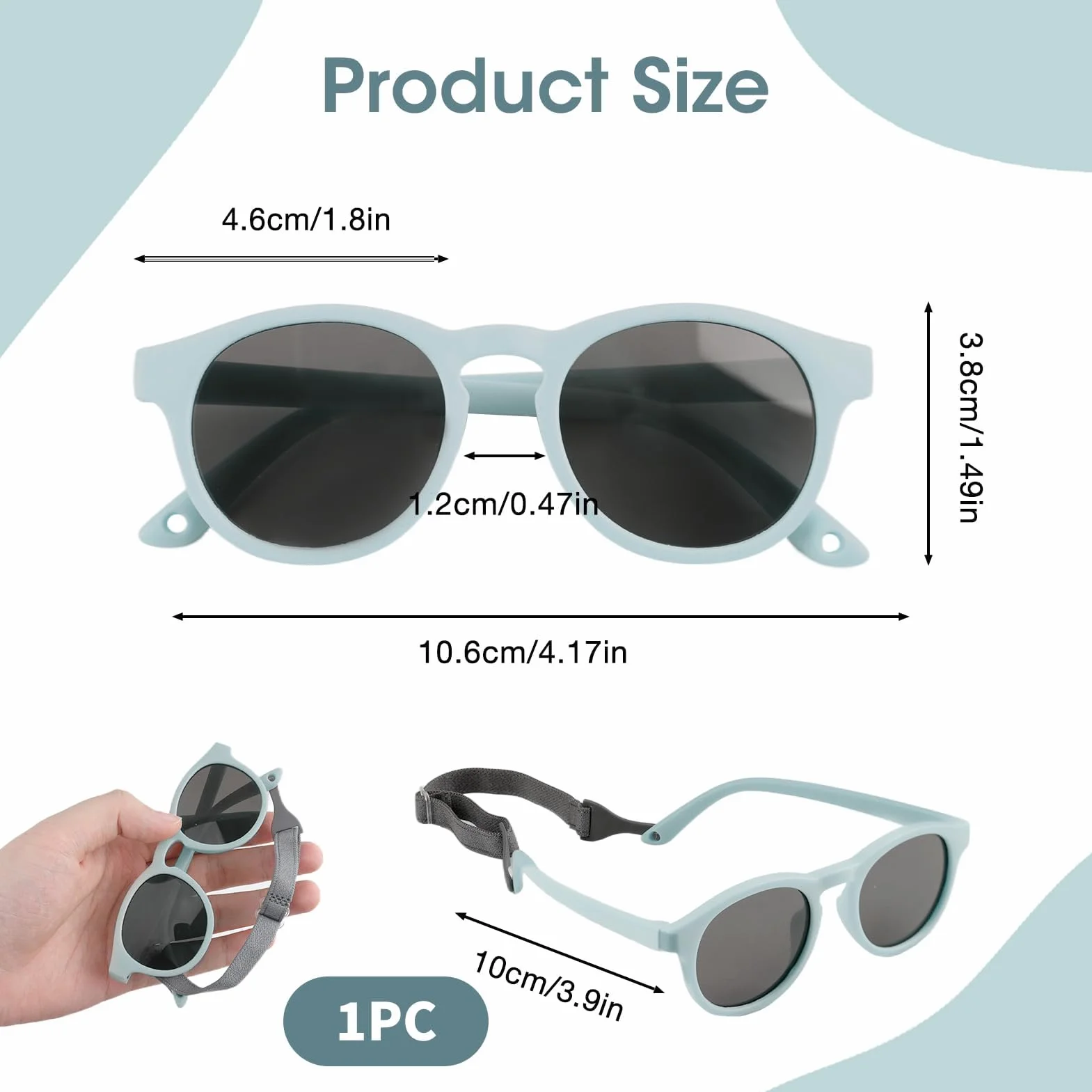 Gafas de Sol Polarizadas para Bebé UV400 Correa Ajustable Flexible 0-36 Meses