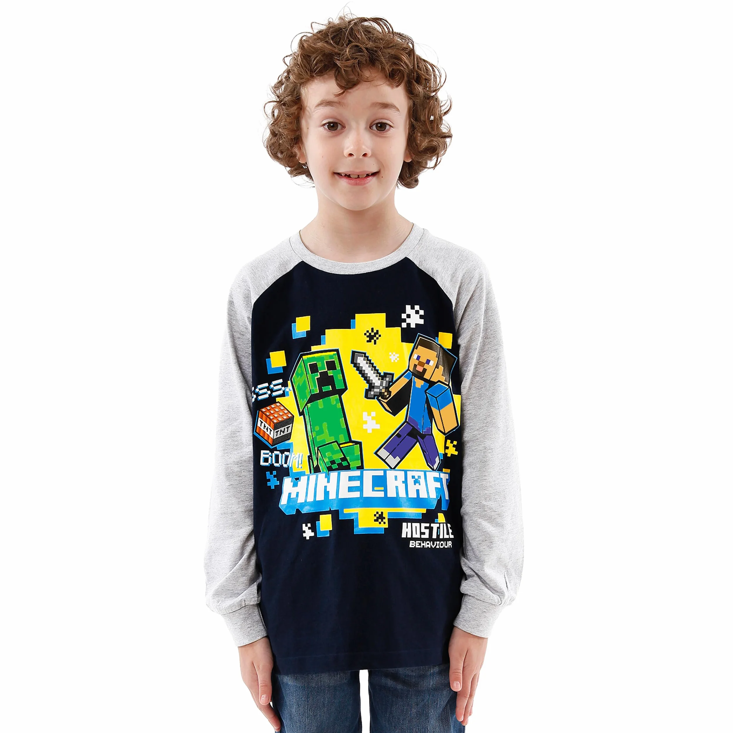Minecraft Camiseta de Mangas largas para niño