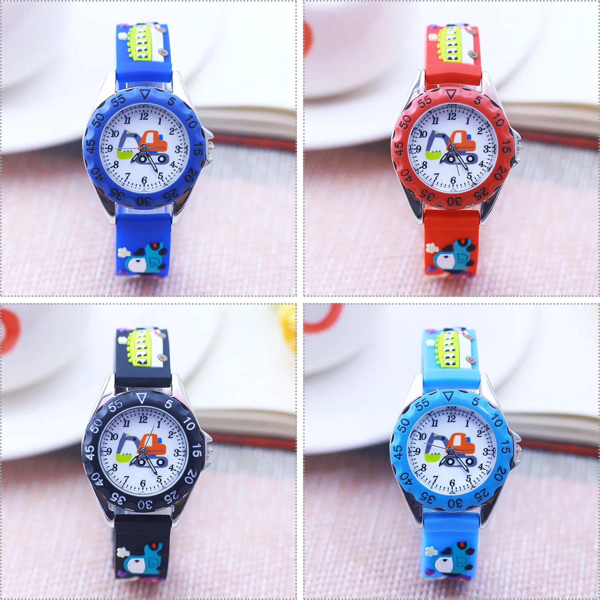 Reloj de Pulsera Analógico Cuarzo para Niño Niña 3-10 Años Cute 3D Cartoon Correa Silicona