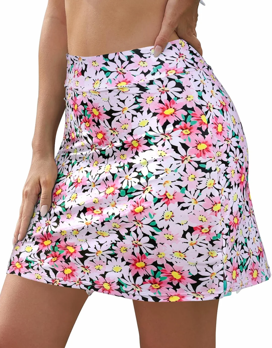 SHEKINI Pantalones Cortos de Natación con Falda para Mujer, UPF 50+ Cintura Alta