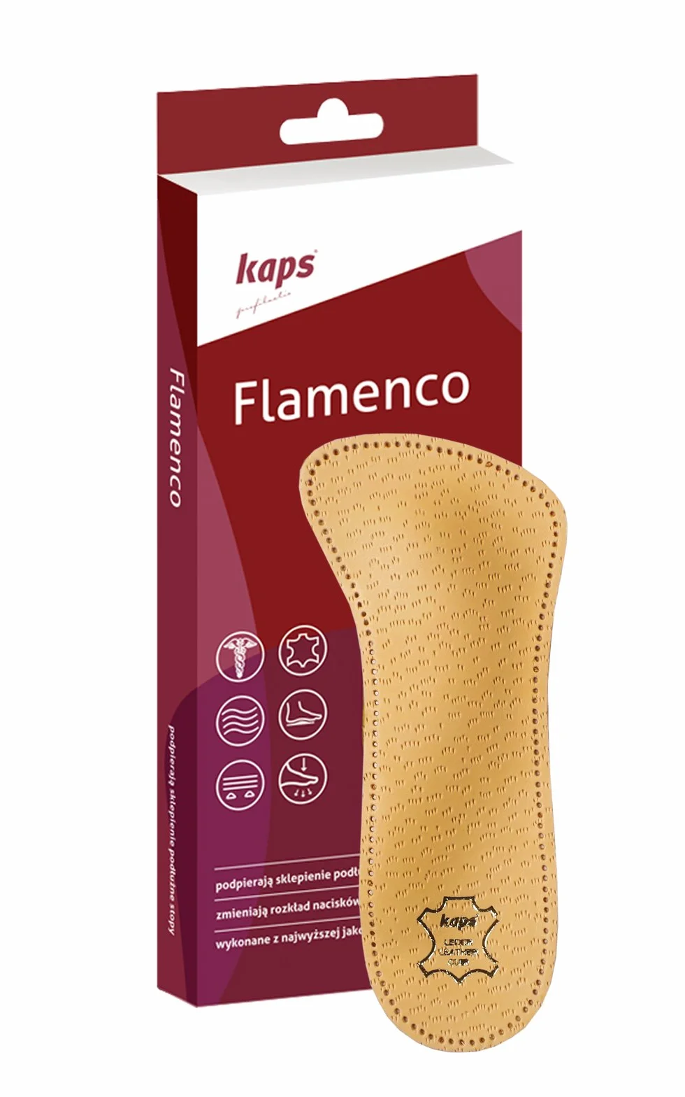 Kaps Plantillas Ortopédicas de Cuero 3/4 con Soporte de Arco Longitudinal y Metatarsiano