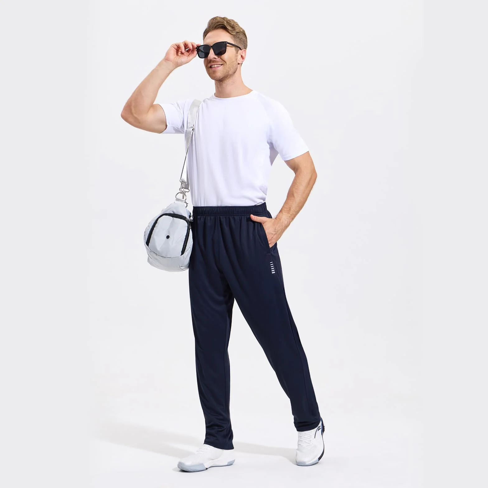 HUAKANG Paquete de 3 Pantalón Chandal Hombre Pantalones de Entrenamiento con Bolsillos Cremallera