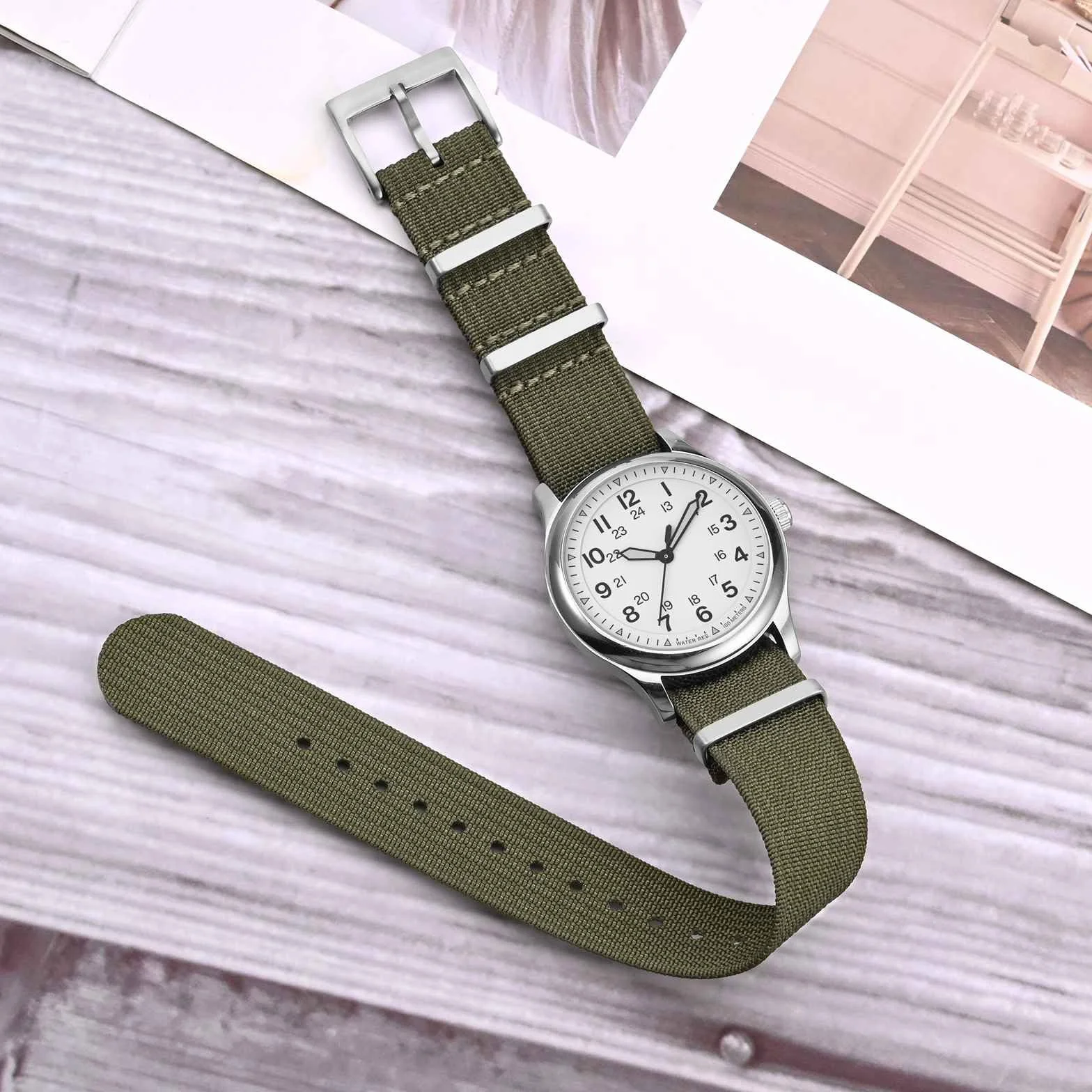 ANNEFIT Correas de Reloj de Nailon con Hebilla de Acero Inoxidable 16mm 18mm 20mm 22mm