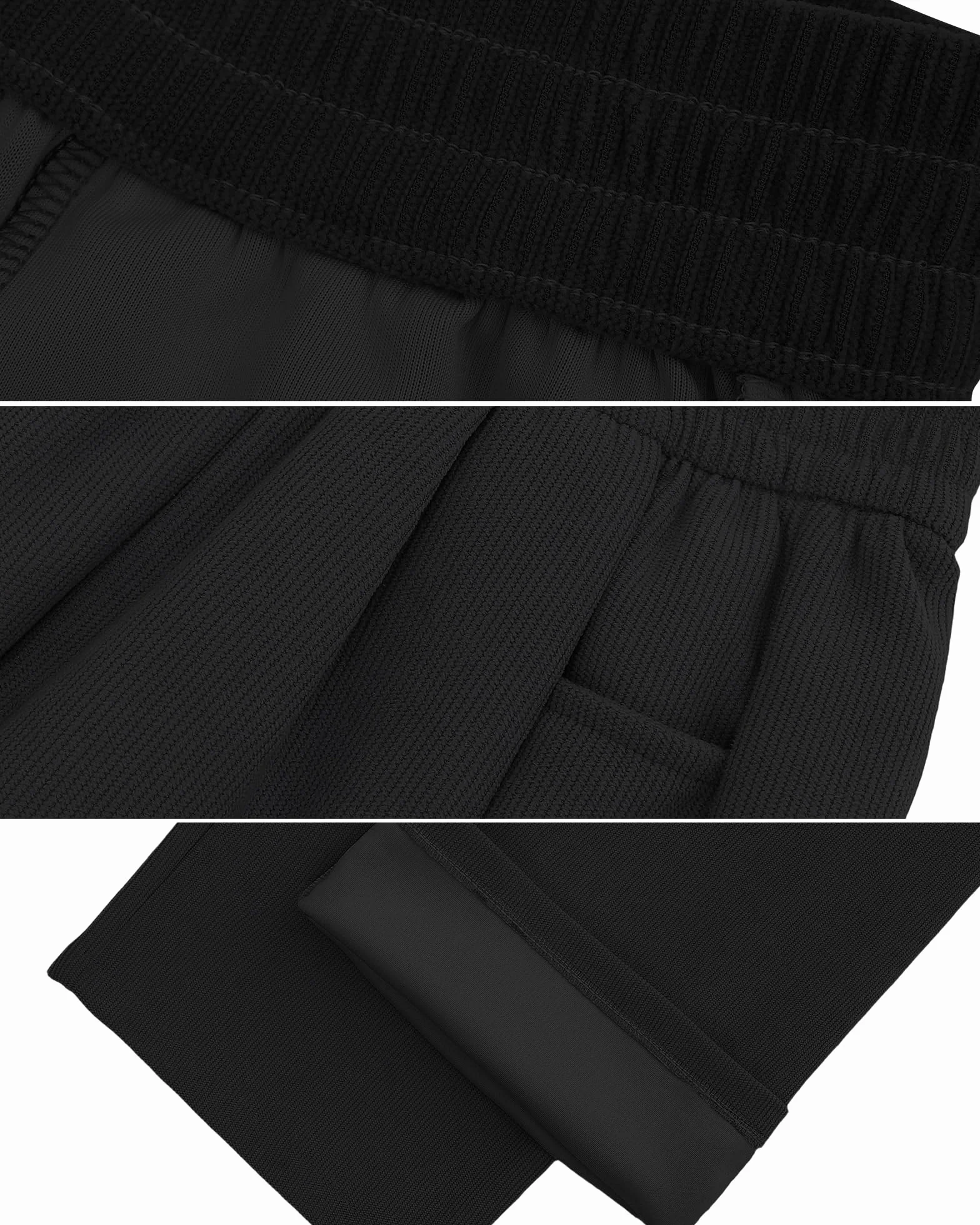 KAKU NANU Pantalones para niñas, cintura elástica, pierna ancha, 2 bolsillos, negro, marrón, beige, rosa, 5-13 años