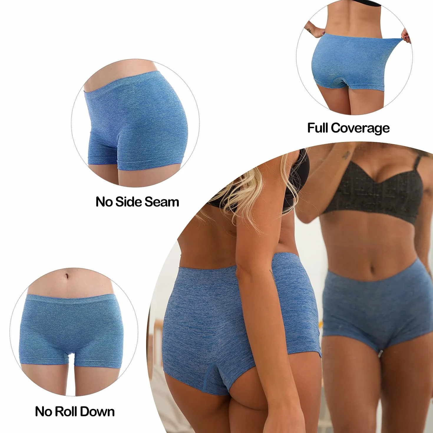 LALESTE Boxer mujer cobertura completa sin costuras suave elástico paquete 5