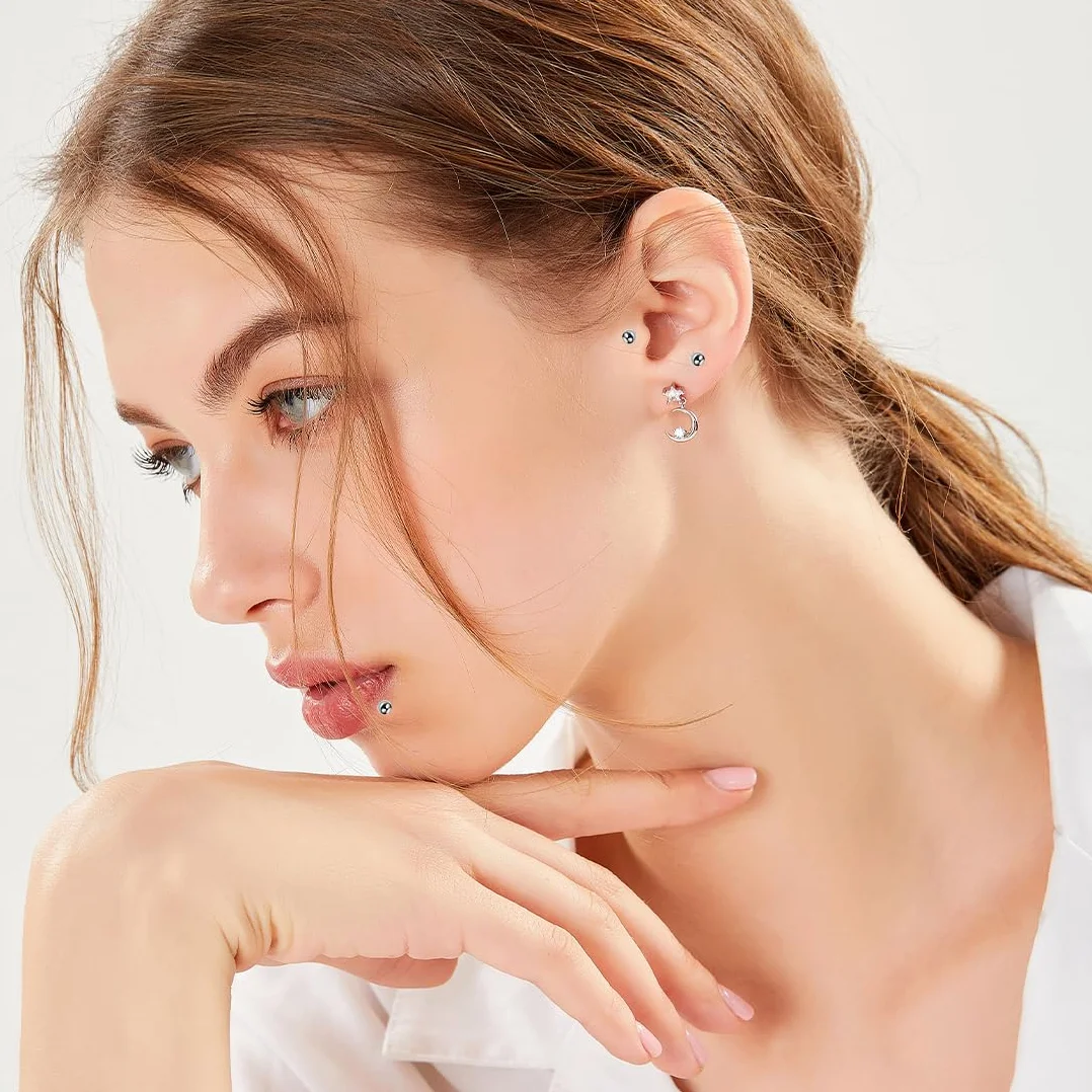 Acero Quirúrgico Piercing Labio 9 Pcs Labret Hilo Interno Tragus Helix Cartílago Pendientes Joyería