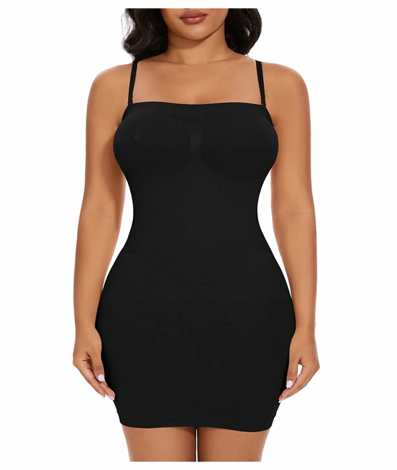 HLTYGWX Vestidos de Control Fajas sin Tirantes para Mujer Slips completos para Debajo de los Vestidos Contracción del Vientre Invisible Control de la Barriga Vestido Corporal Adelgazante (Beige, S)