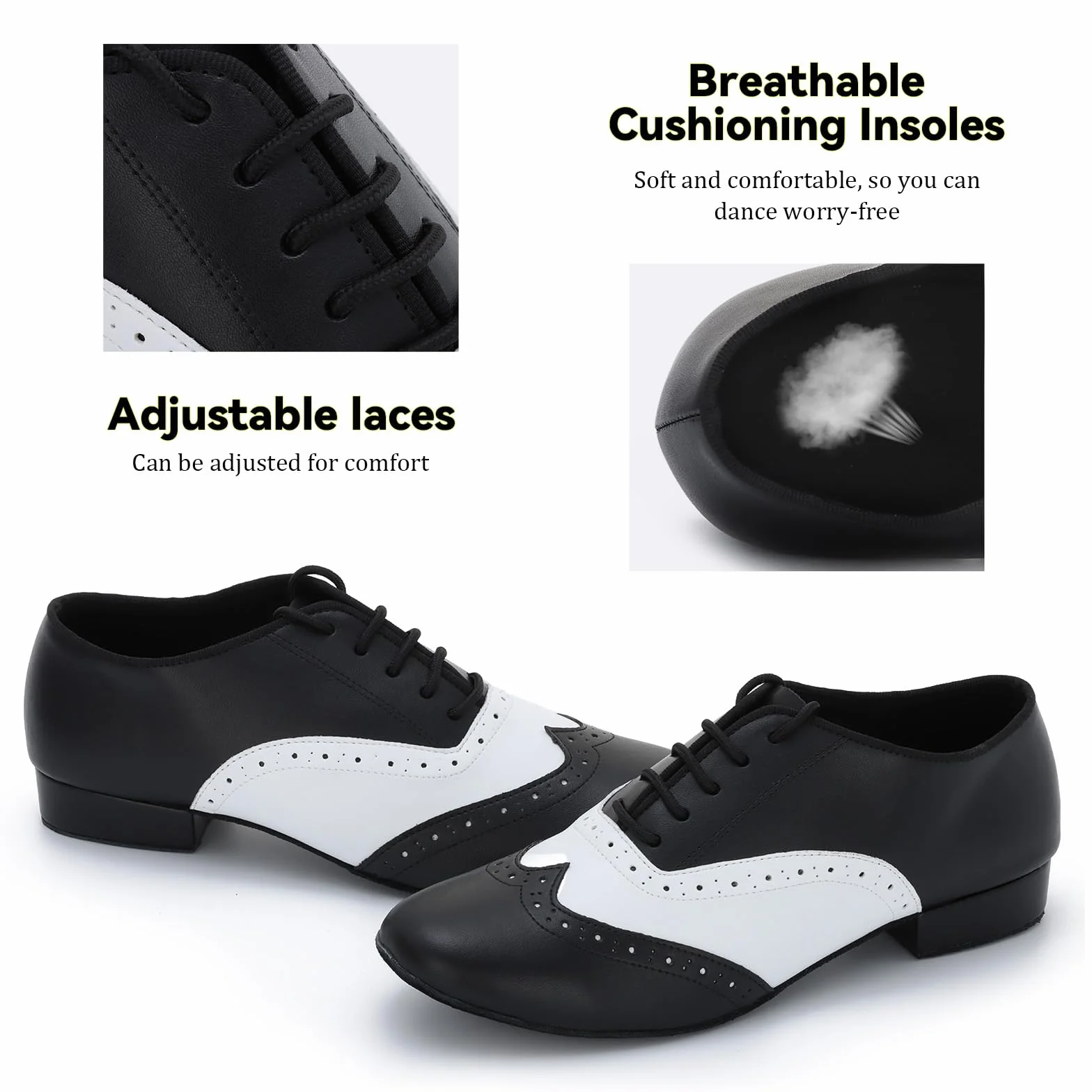 Zapatos de Baile para Hombre Cuero Sintético Salsa Latina Tango Práctica Negro