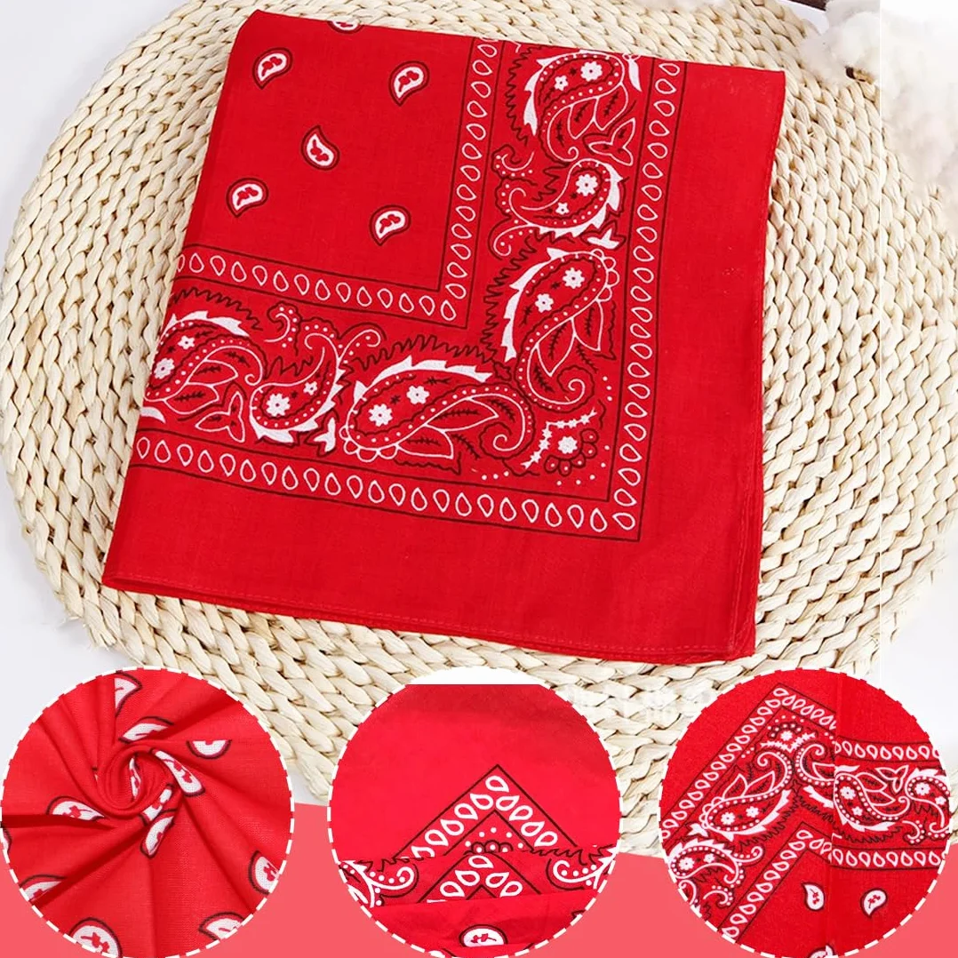 Bandana 100% Algodón Pañuelo Rojo Diseño Paisley