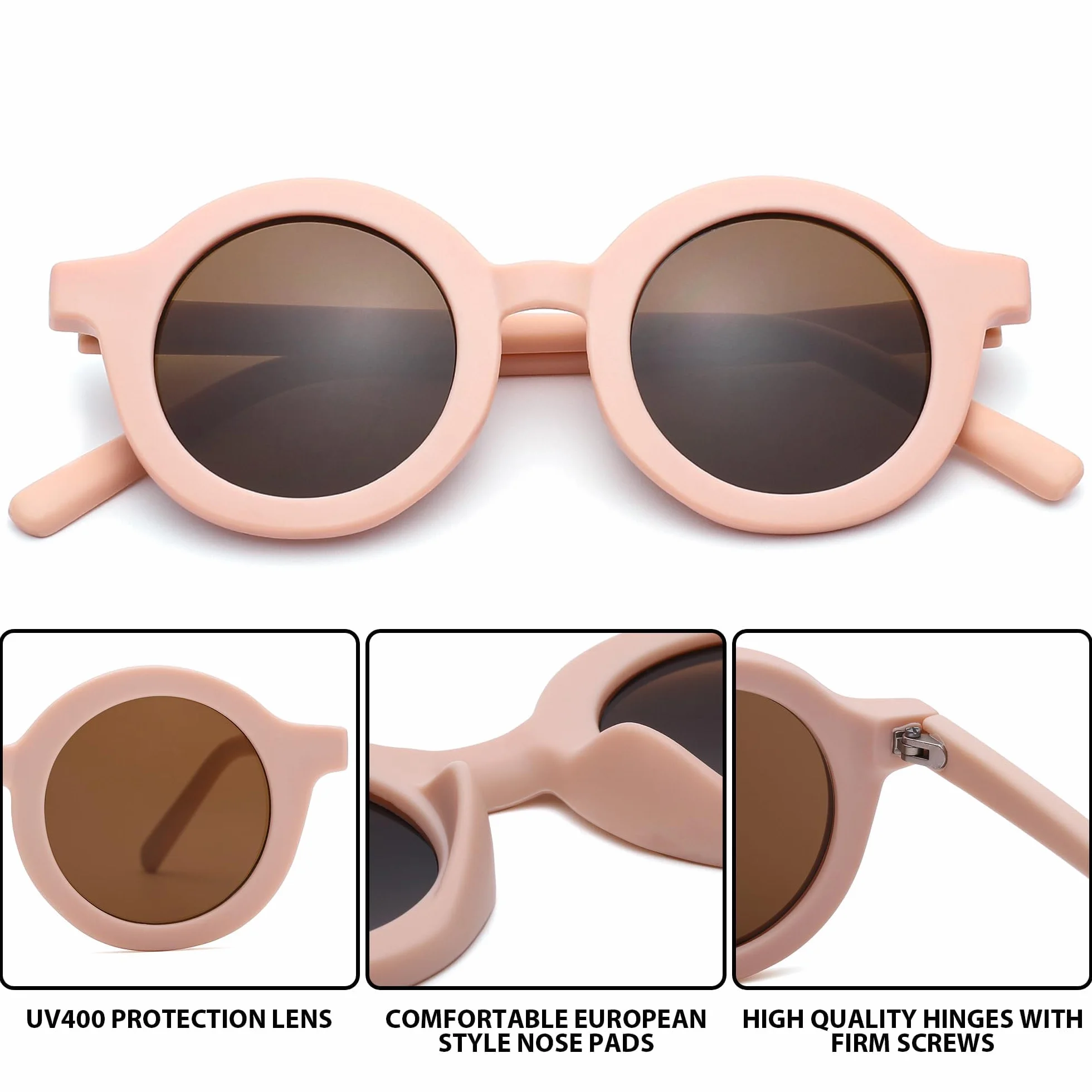 Gafas de Sol Infantiles 3 PCS UV 400 Redondas para Niñas