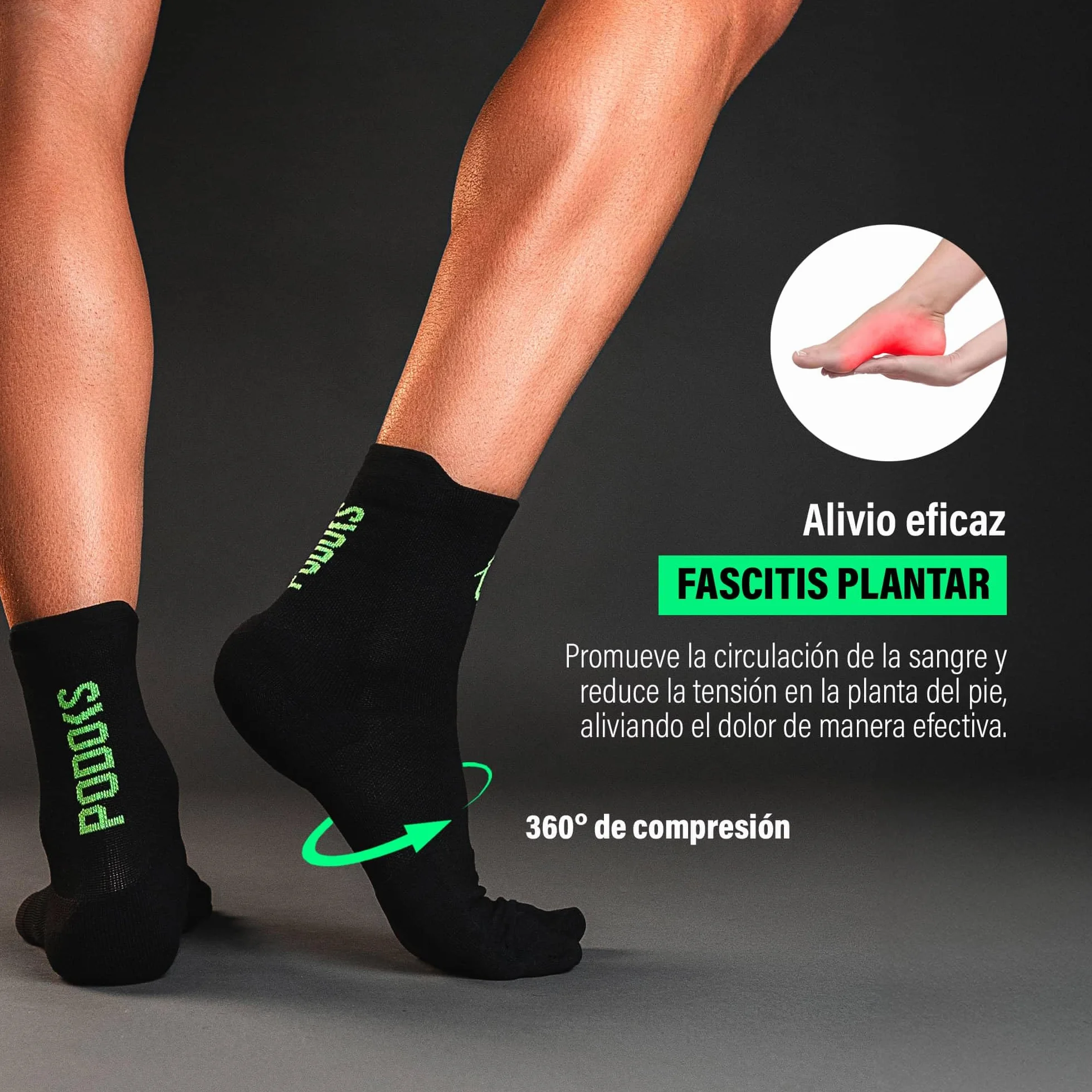 Calcetines Running PRO Hombre Mujer Compresión Deportiva Almohadillado Alivia Fascitis Plantar Padel Crossfit