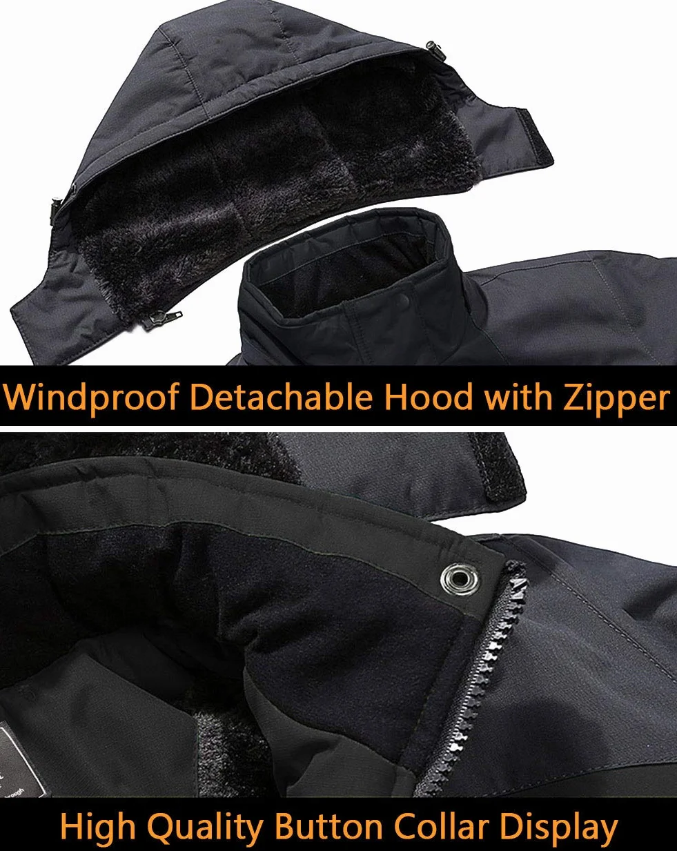 EKLENTSON Abrigo Hombre Invierno Chaqueta Impermeable Cortavientos Esquí Escalada Capucha Cremallera