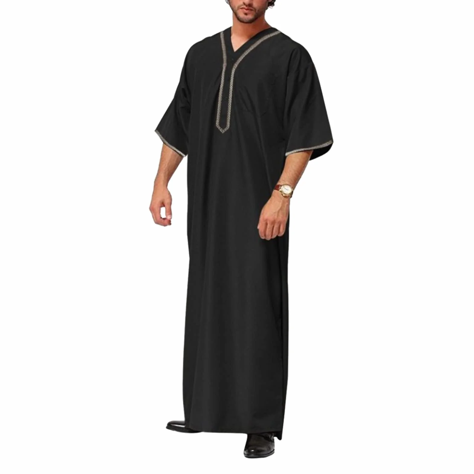 Chilaba hombre Vestidos musulmanes para hombre manga corta larga caftán árabe hombres camisón algodón lino túnica de gran tamaño ropa de oración musulmana ramadán islámica ropa abaya arabe hombre