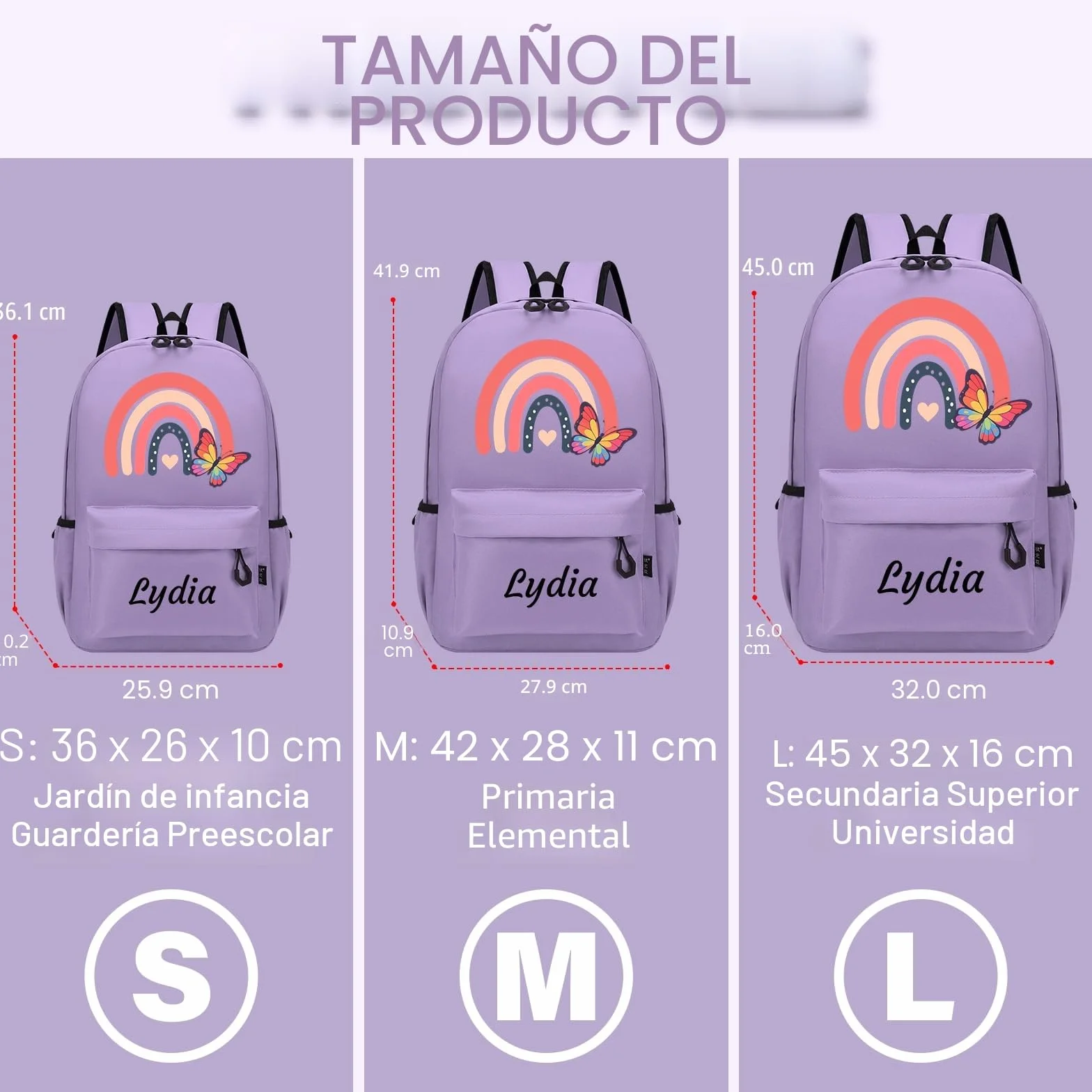Mochila infantil personalizada impermeable para niños con nombre y diseño, guardería escuela primaria adolescentes S/M/L