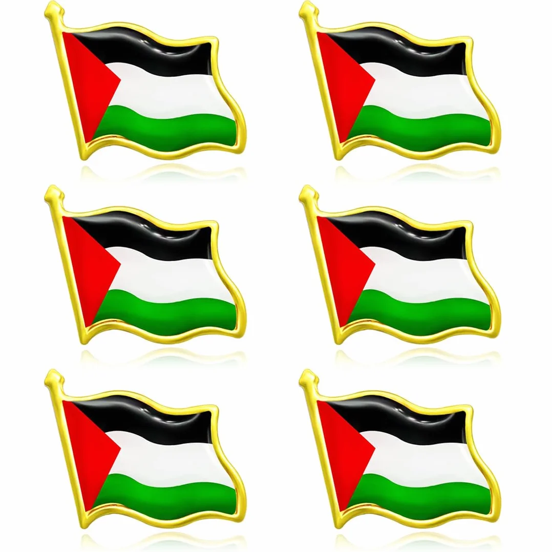 Palestina Pin Banderas Nacionales Broches Esmalte Insignia Solapa Brazalete 6PCS