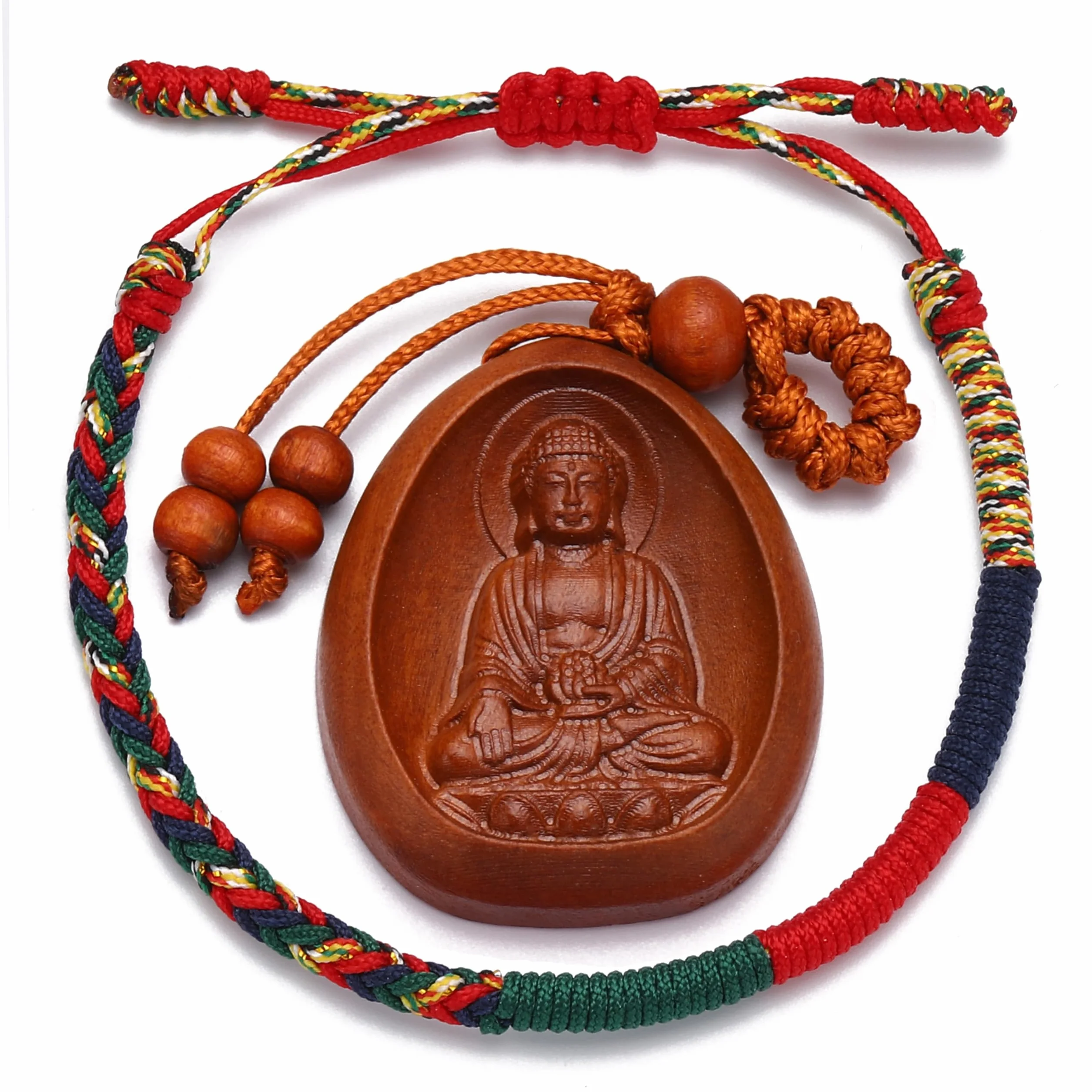 LUCKY BUDDHIST Pulsera Budista Tibetana Ajustable para Hombre y Mujer con Llavero Buda de Madera