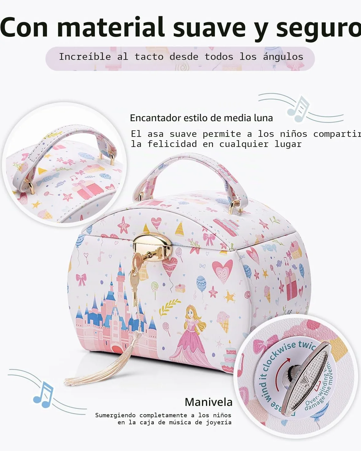 VLANDO Caja de música joyero para niñas con cajones, regalo cumpleaños 6-8 años, bailarina cuero melodía canon