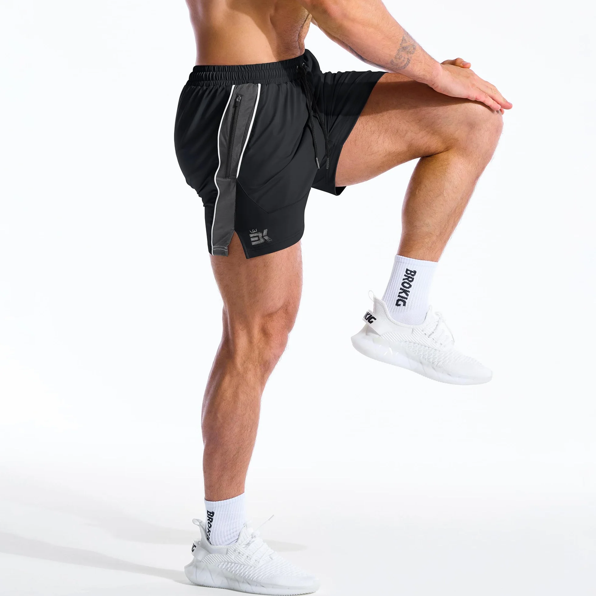 ZENWILL DRI-Armor Pantalones Cortos Hombre Deporte Cremallera Running Gym Secado Rápido