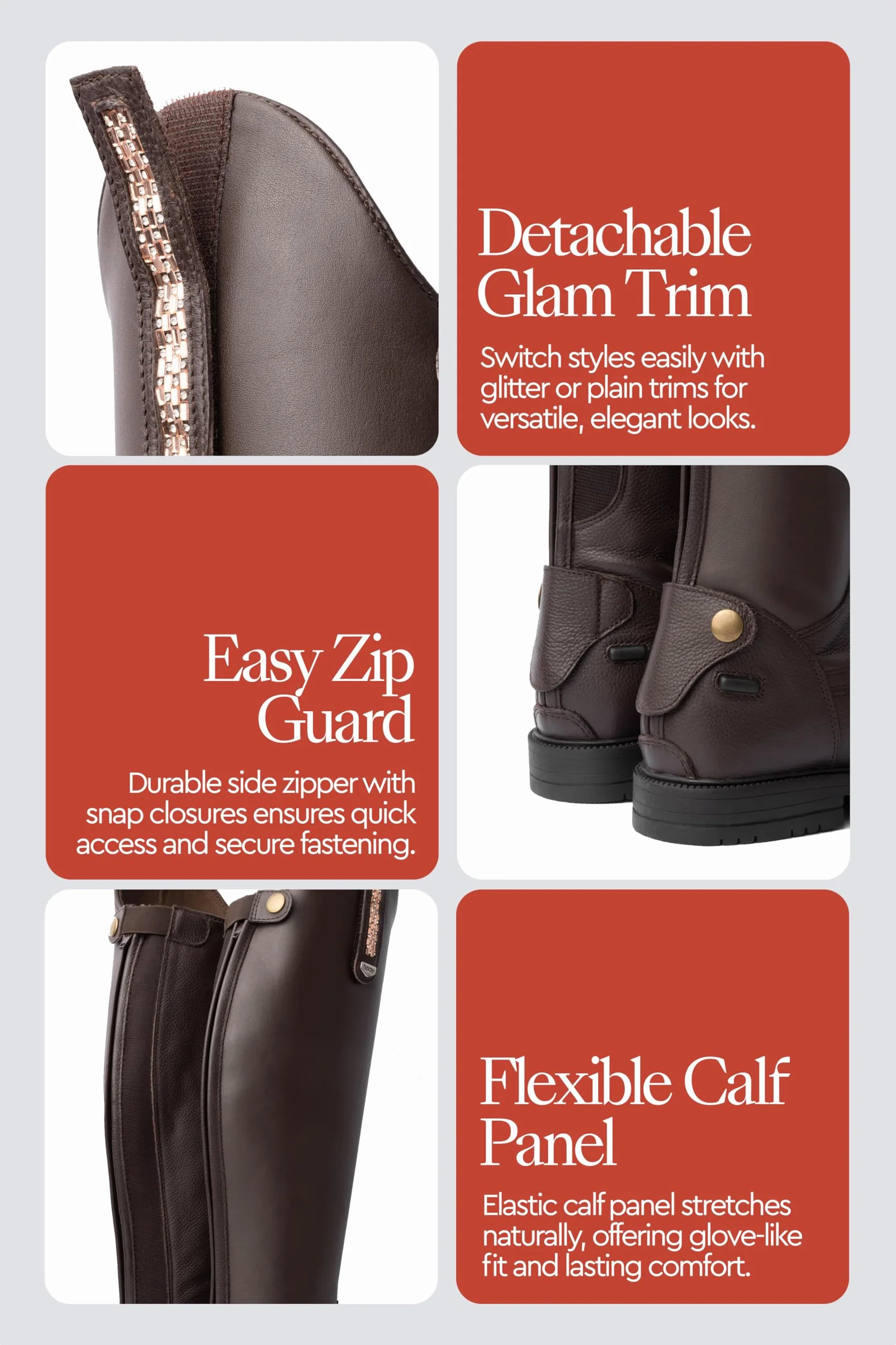 HORZE Botas Altas Mujer Verona Marrón oscuro 38