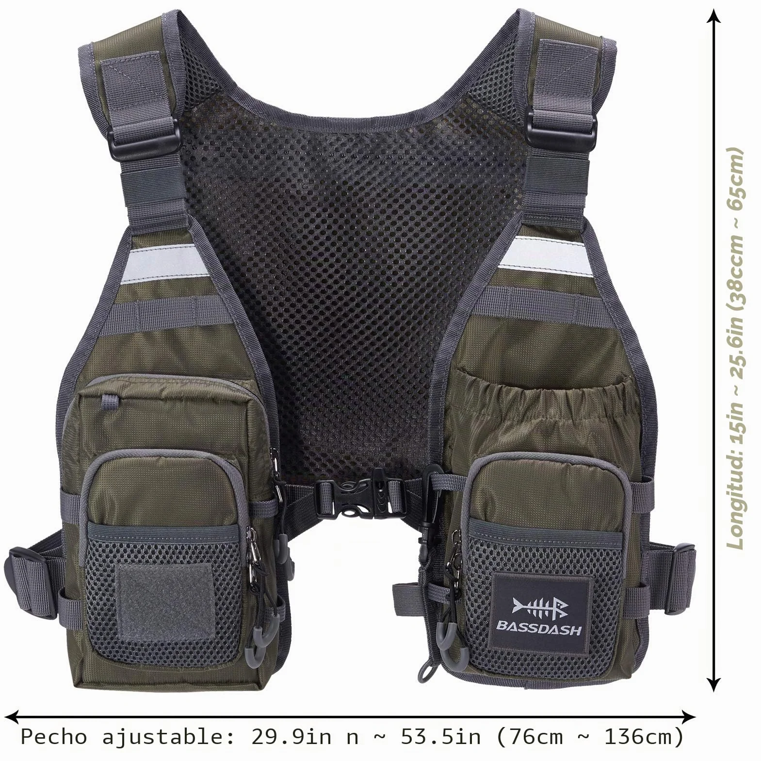 Bassdash FV08 Chaleco de Pesca con Mosca Ultraligero Unisex Portátil
