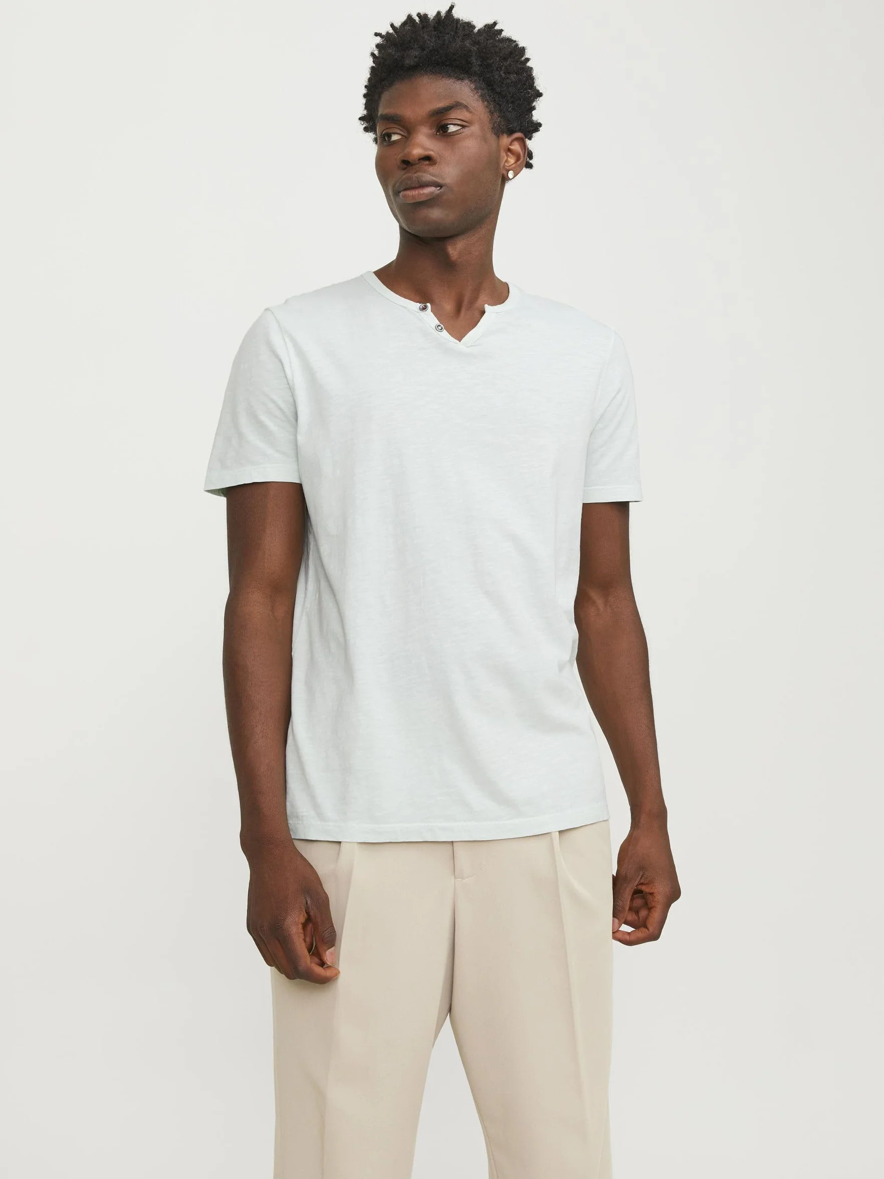JACK & JONES T-Shirt Melange Split Neck