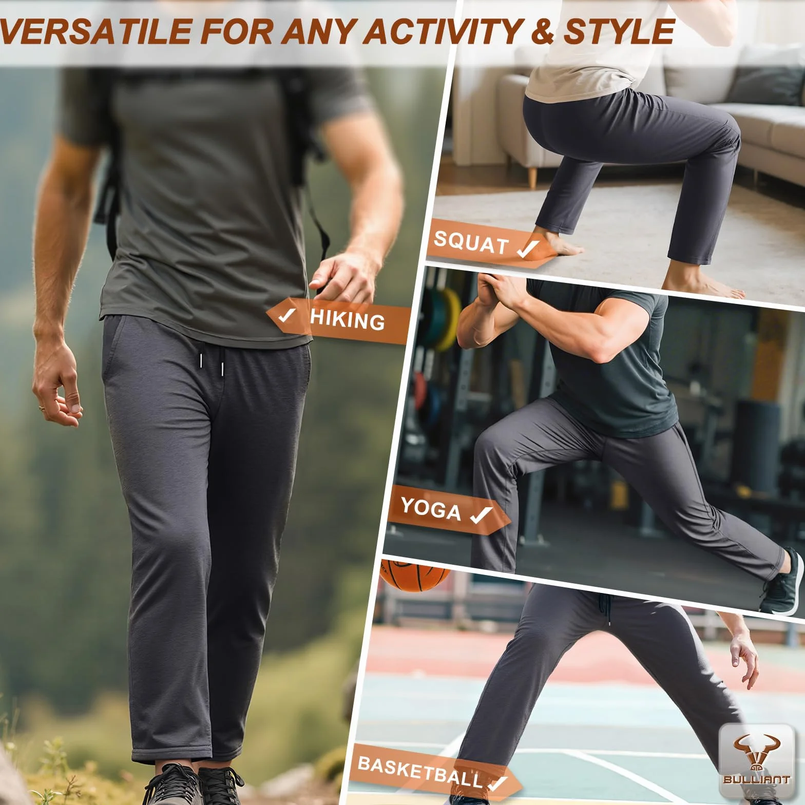 BULLIANT Pantalón Jogging Hombre Deportivo Largo Jogger Entrenamiento Informal