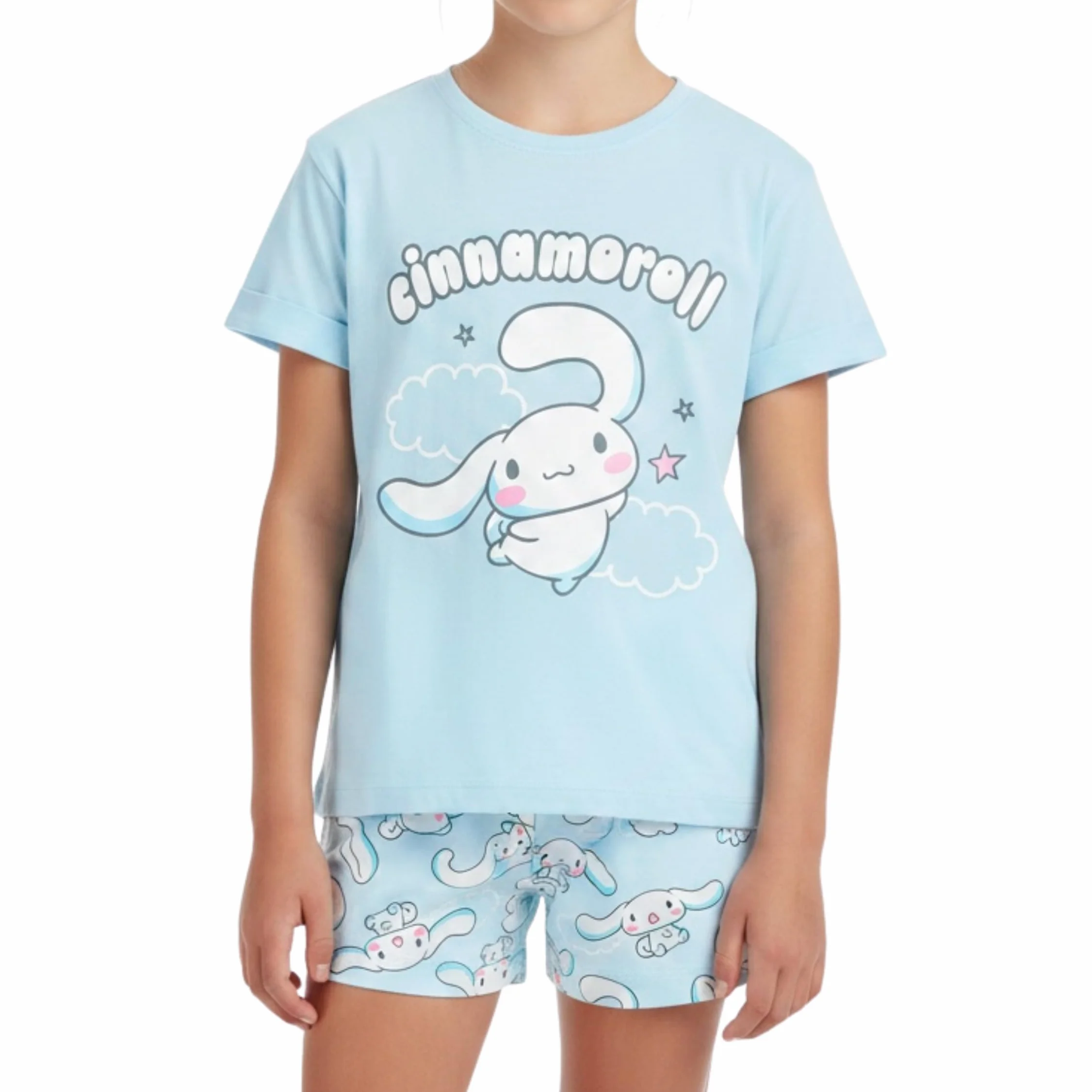 Hello Kitty Cinnamoroll Camiseta y Pantalon para Niña, Conjunto 2 Piezas Camiseta Manga Corta y Pantalon Corto, Tallas 8 a 14 Años