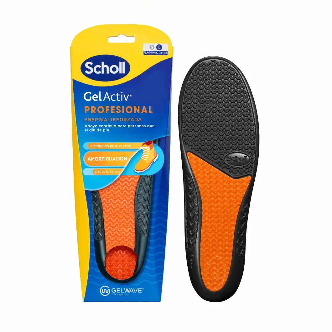 Scholl GelActiv Profesional Plantillas de Gel para Hombre Botas Zapatos Trabajo Comodidad Absorción Impactos Tecnología GelWave Talla 40-46.5