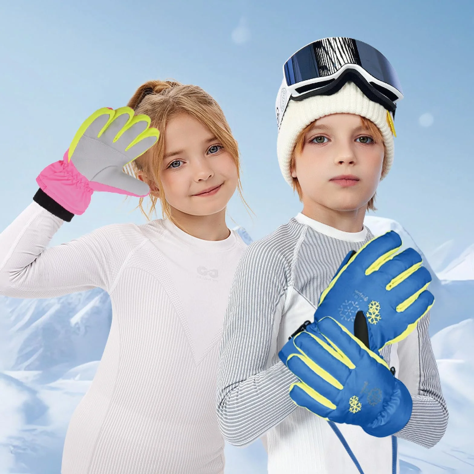 TRIWONDER Guantes de Esquí para Niño Impermeable Cálido Térmicos Snowboard Nieve Ciclismo Invierno