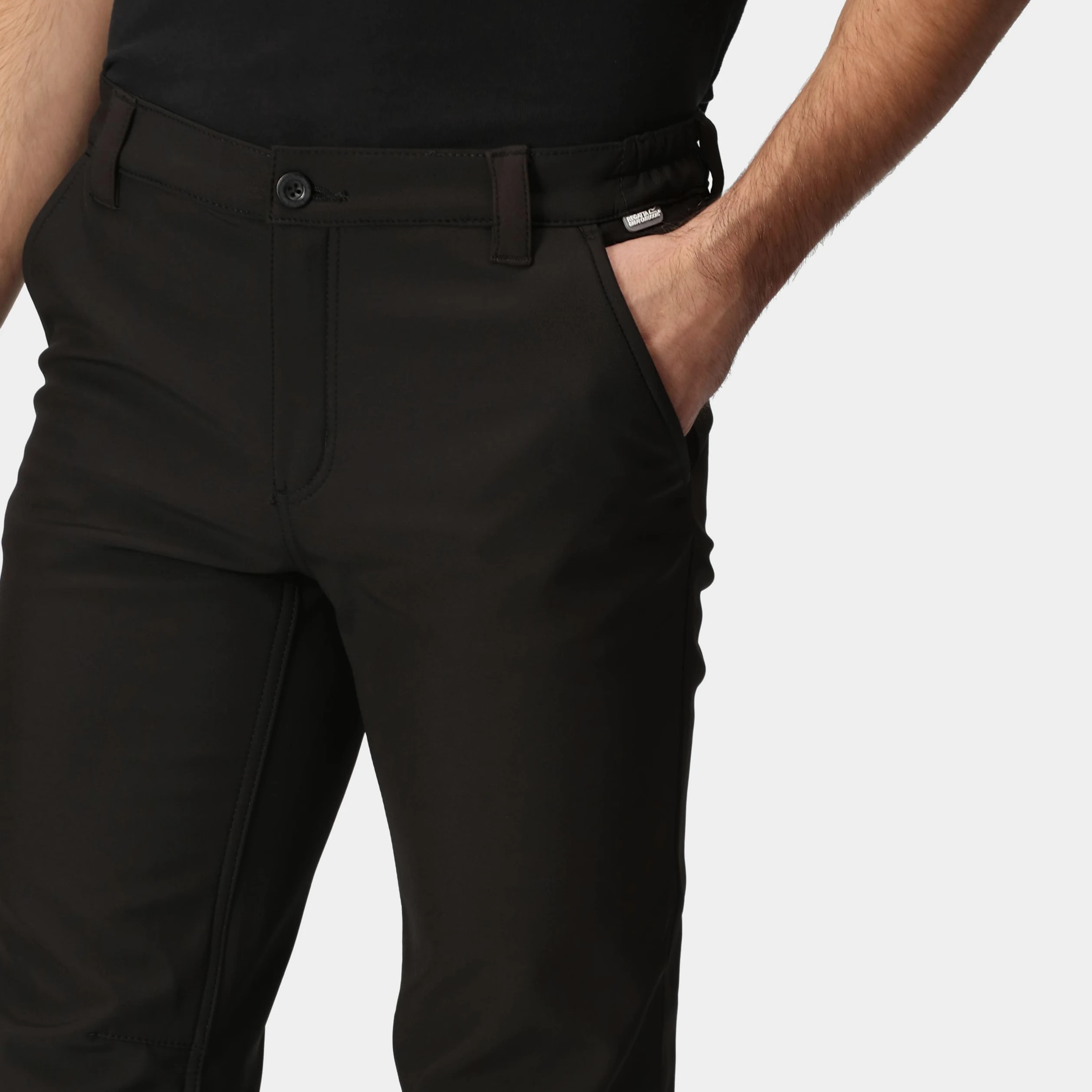 Regatta Fenton Pantalón Tejido Softshell Impermeable Trousers, Hombre, Black, 34"