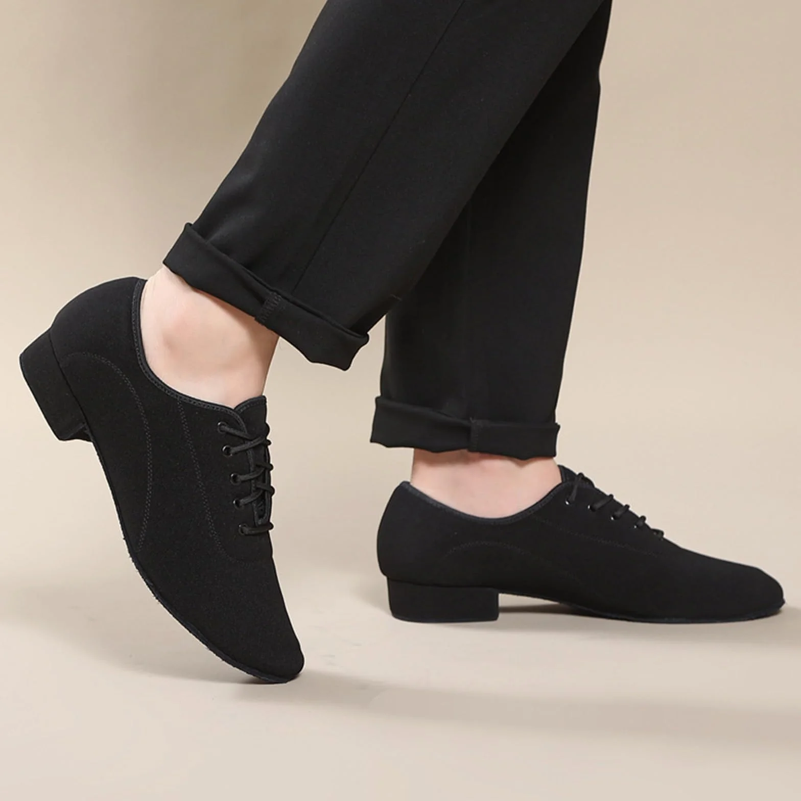Zapatos de Baile de Salón para Hombre Suela de Cuero Latinos Modernos con Cordones Tacón Bajo