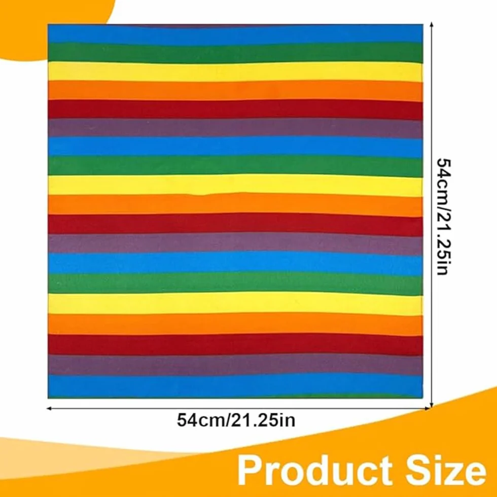 Set de 2 Bandanas Arcoíris Multicolor de Algodón para el Cabello y Cuello, Accesorio Multifuncional para Fiestas