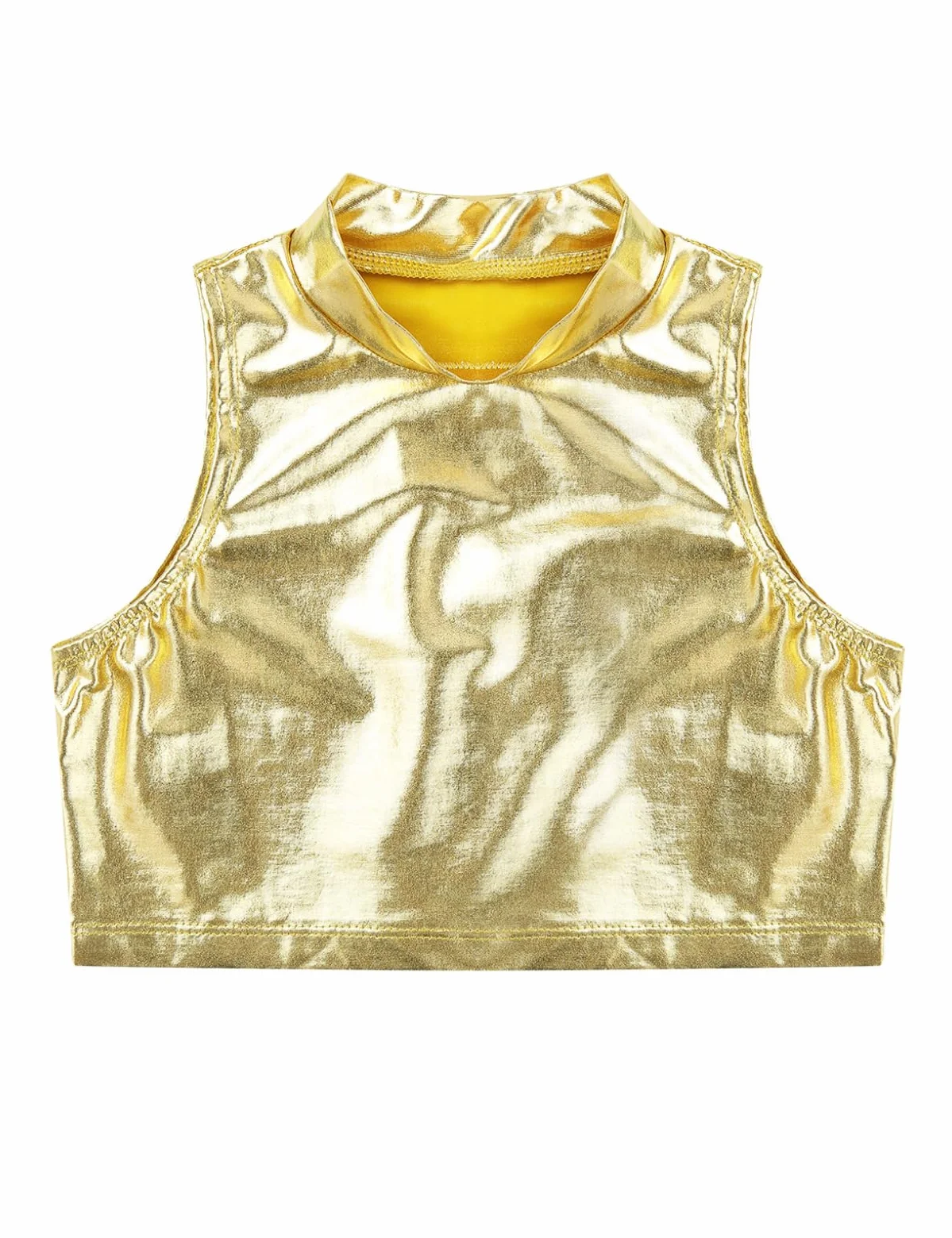 Freebily Sujetador Deportivo Niñas Crop Top sin Mangas Brillo Metálico Camiseta Corta Verano Tank Top Danza Gimnasia Ballet Fitness Running