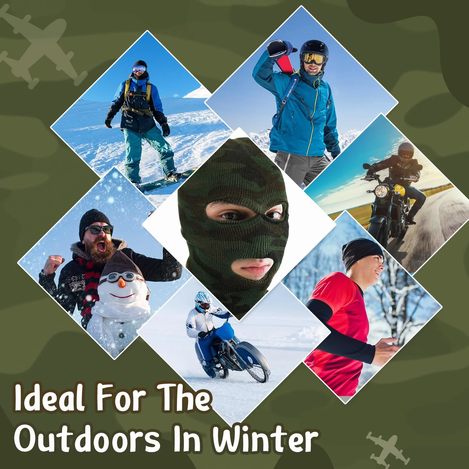 BBTO Pasamontañas Térmico 3 Agujeros Cubierta Facial Invierno Esquí Bufanda Calentador Cuello