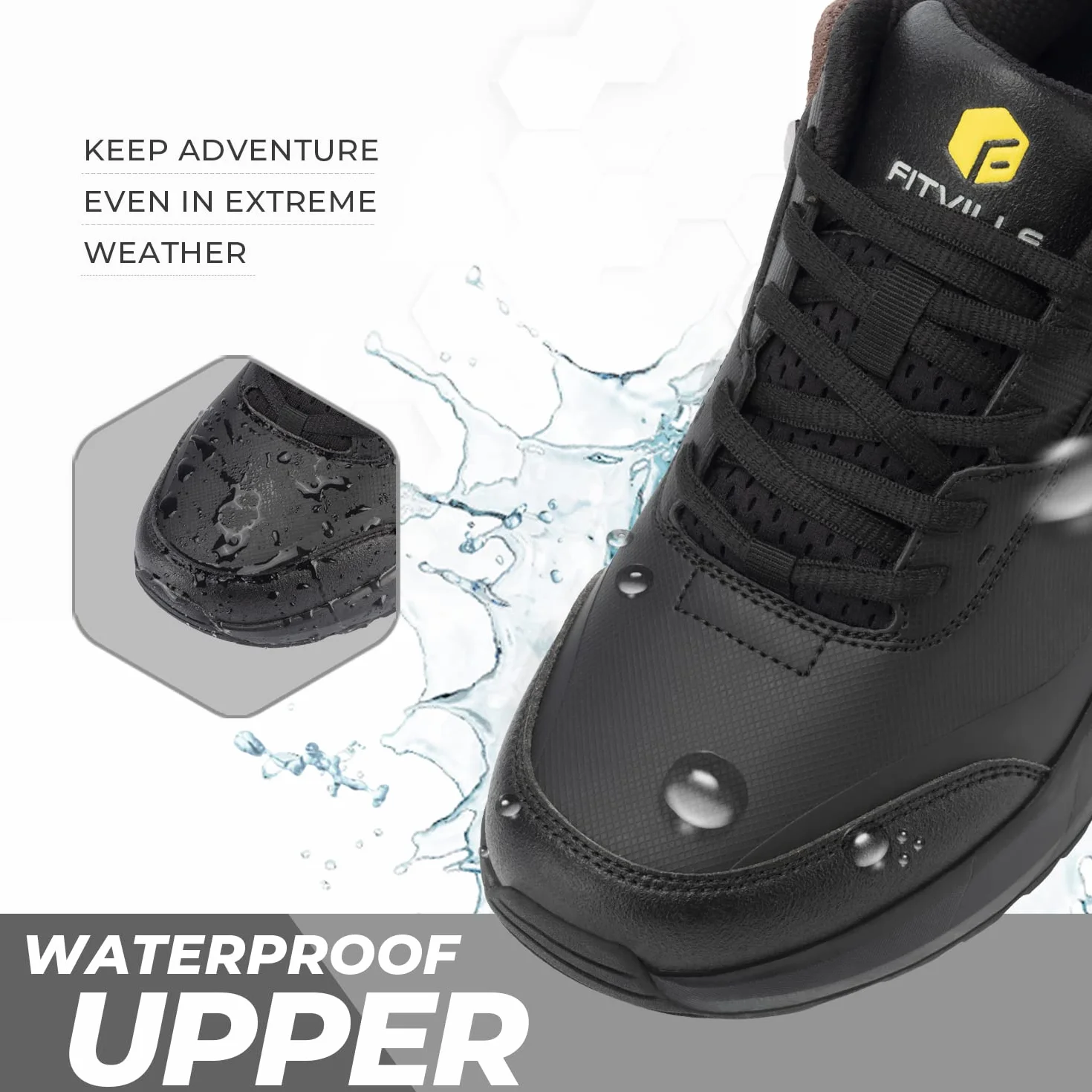 FitVille Zapatos de Senderismo Extra Anchos Impermeables para Hombres con Soporte para Arco