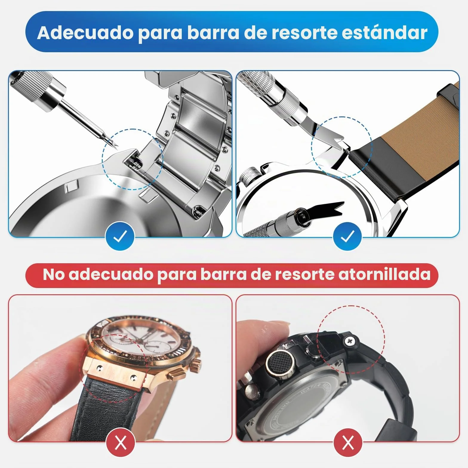 JOREST Kit Reparación Reloj, Herramienta Reemplazo Correa, 56 Piezas Barras Resorte 16-26mm