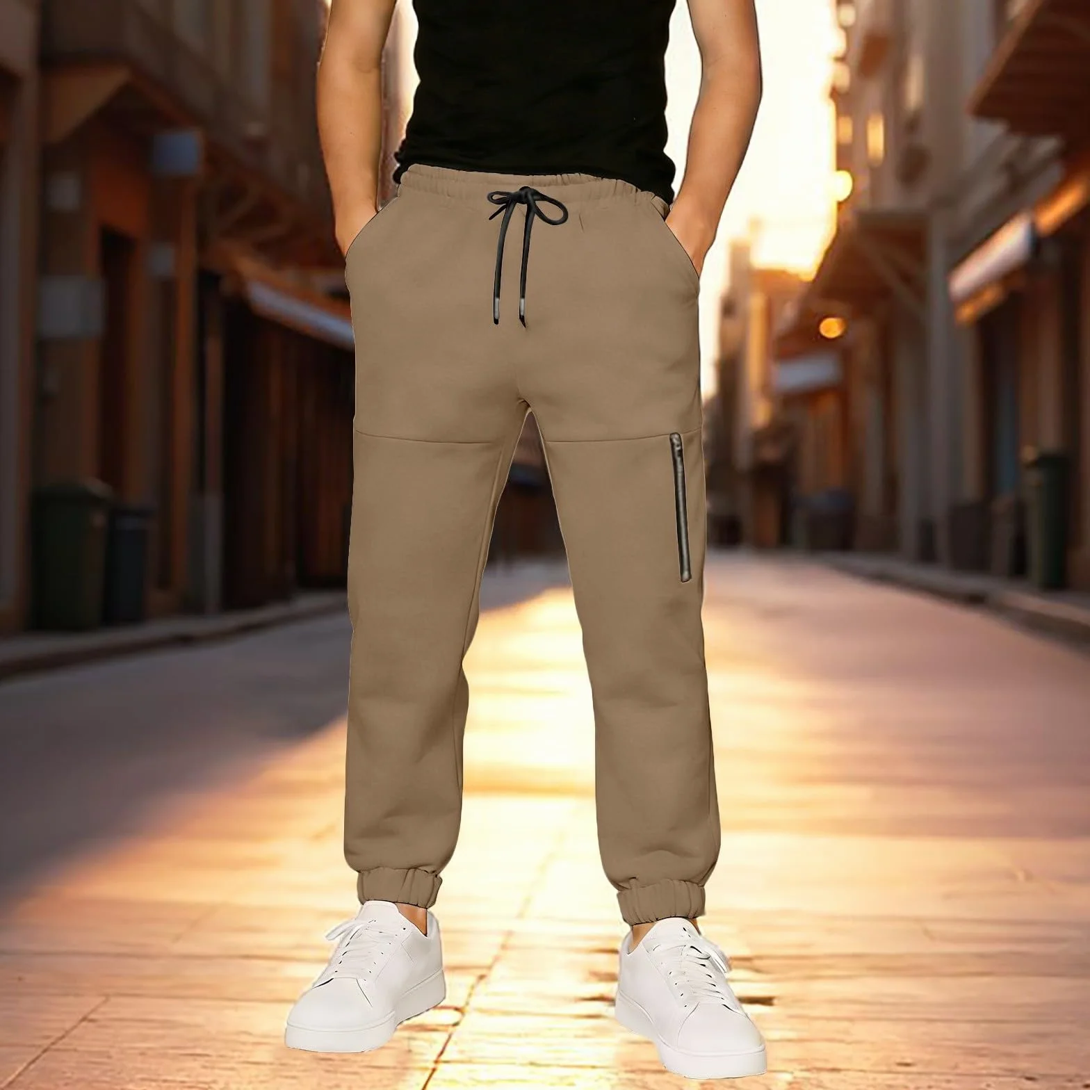 Pantalones de chándal para niños con cremallera en los tobillos, ajuste holgado
