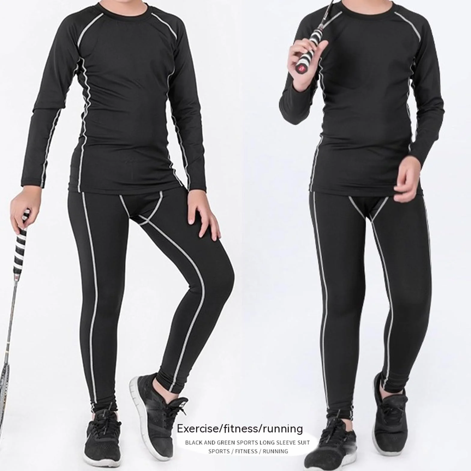 Conjunto de ropa interior térmica manga larga para niños, traje compresión atlético fútbol