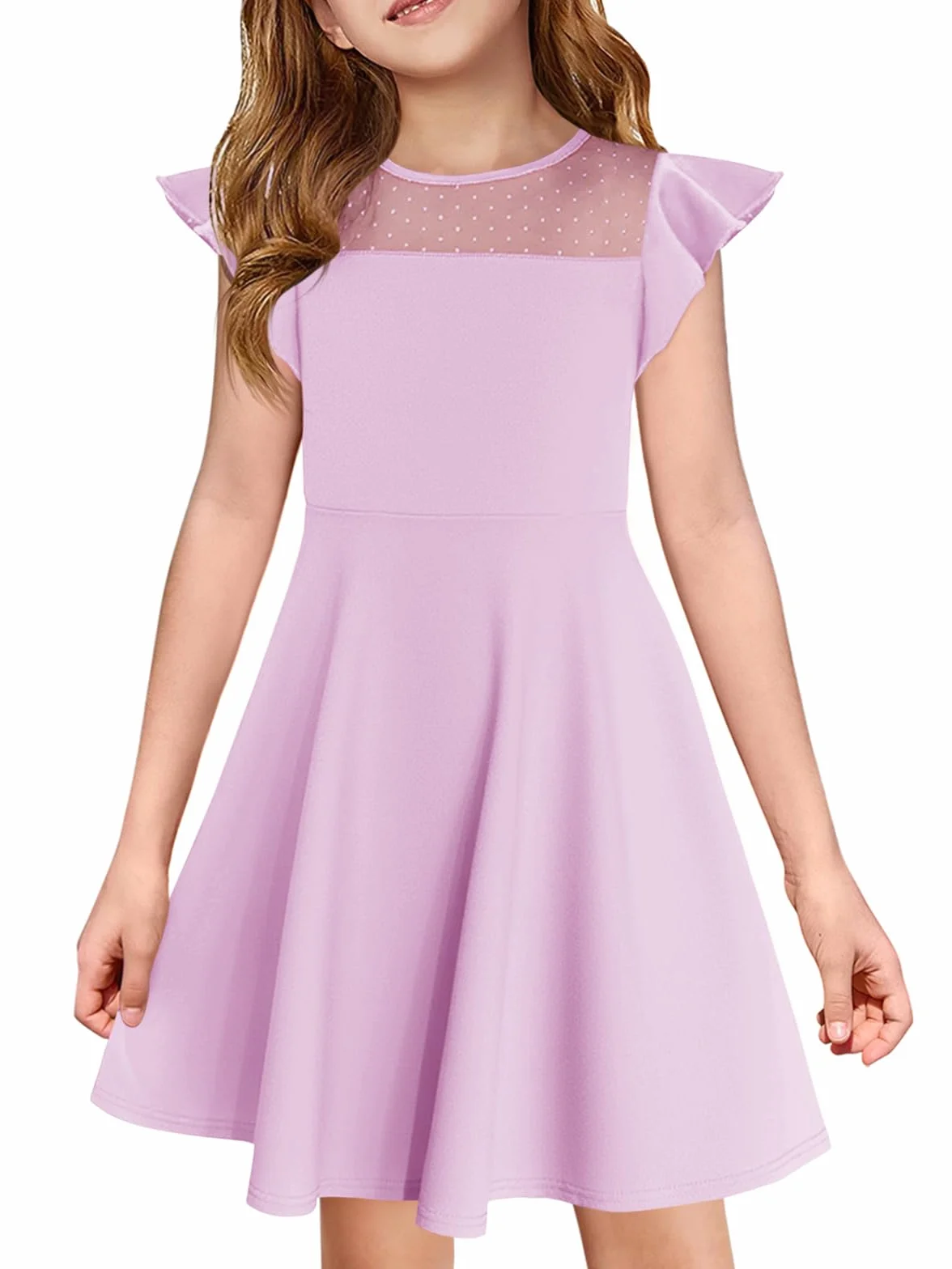 Vestido de niña con volantes princesa, vestido de fiesta de malla línea A, vestido de verano para boda