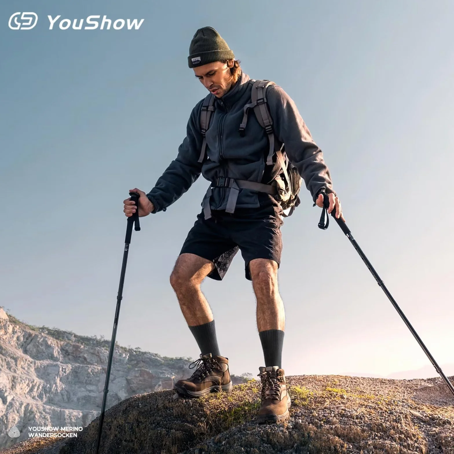 YouShow Calcetines de senderismo Merino 3 pares con acolchado antiburbujas