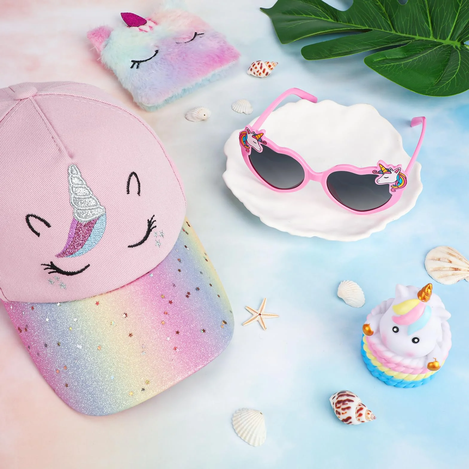 Gorra de Béisbol Unicornio para Niñas con Gafas de Sol Polarizadas Ajustable