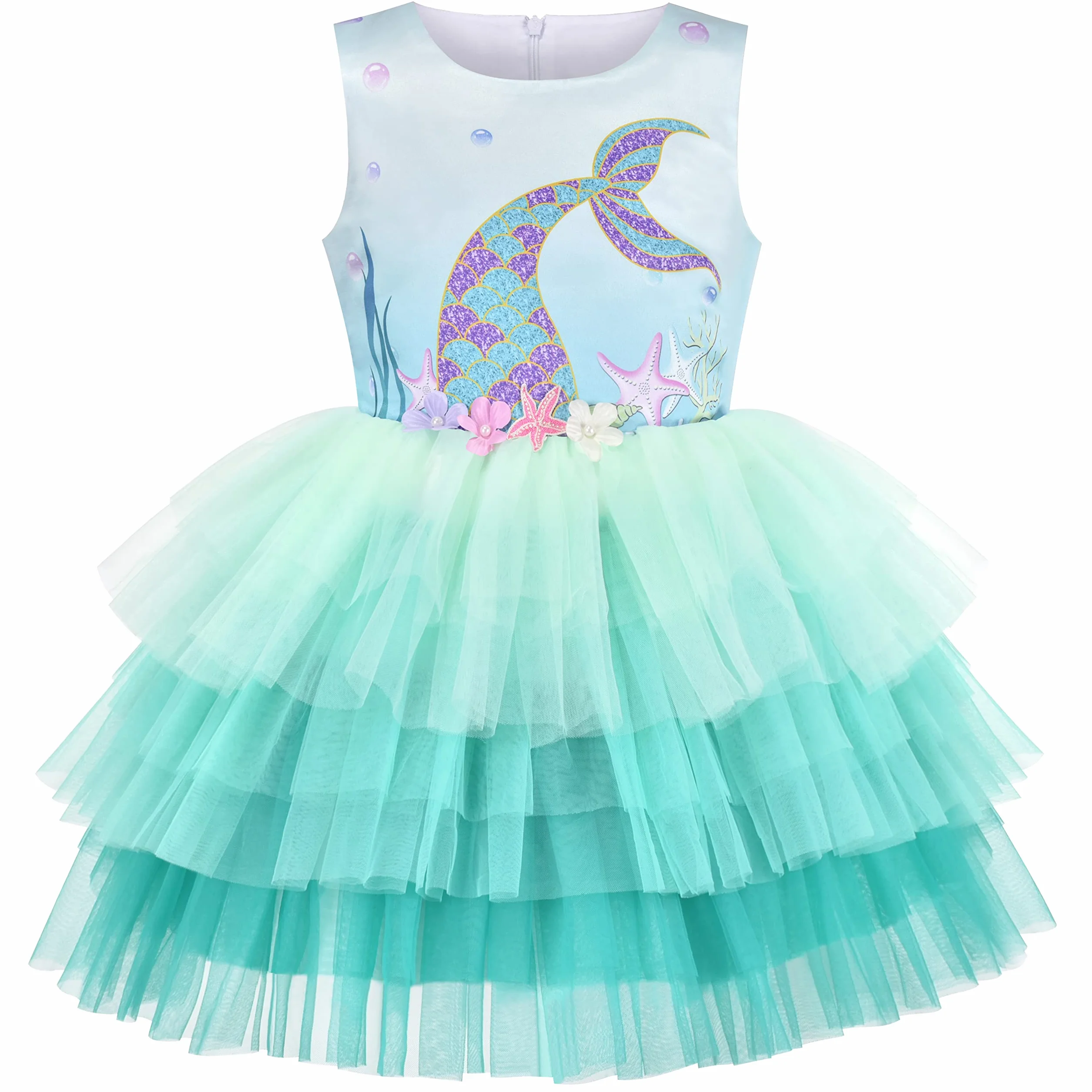 Vestido para niña Cumpleaños Princesa Volante Fruncido Pastel Globo Impresión 3-10 años