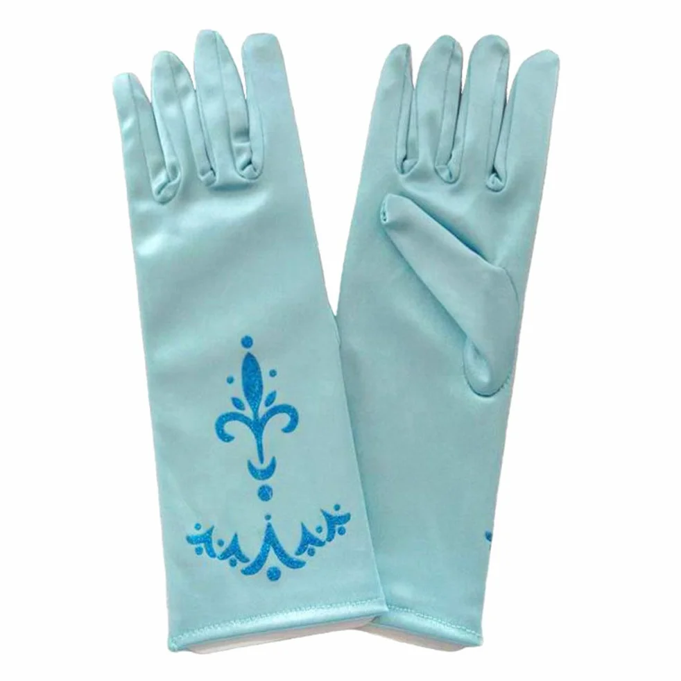 Guantes de princesa Elsa de satén para vestir, accesorios de fotografía para fiestas, niños 4-12 años