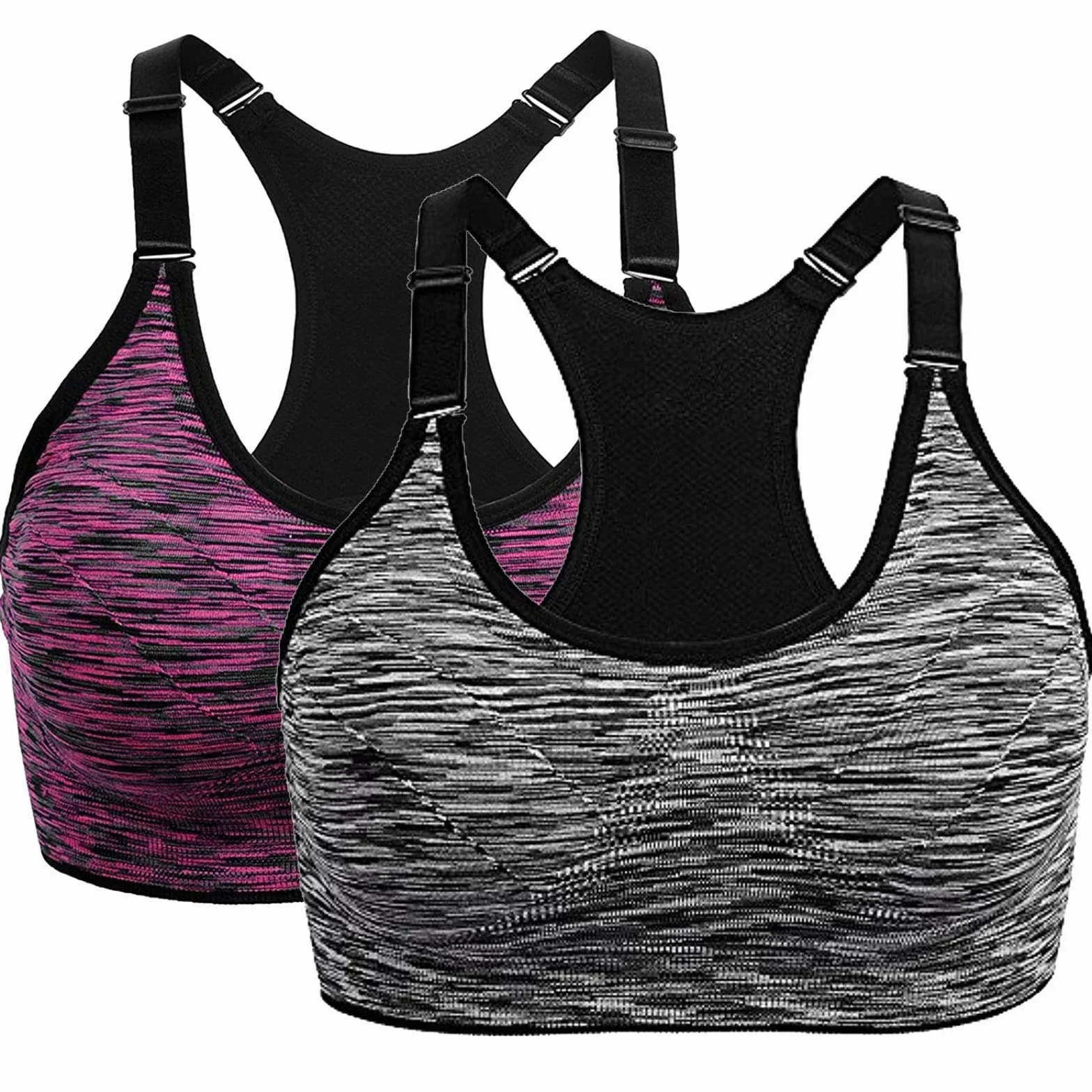 Sujetador Sin Aros Push Up para Mujer Deportivo Sin Costuras Yoga Correr Gimnasio Paquete de 2