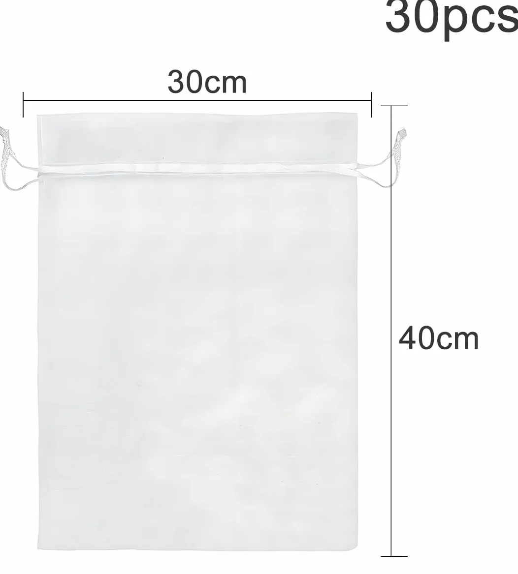 DAHI 30 bolsas de organza de 40 cm, 30 unidades para rellenar, para joyas, bodas, bolsas de organza (30 x 40 cm/30 unidades)