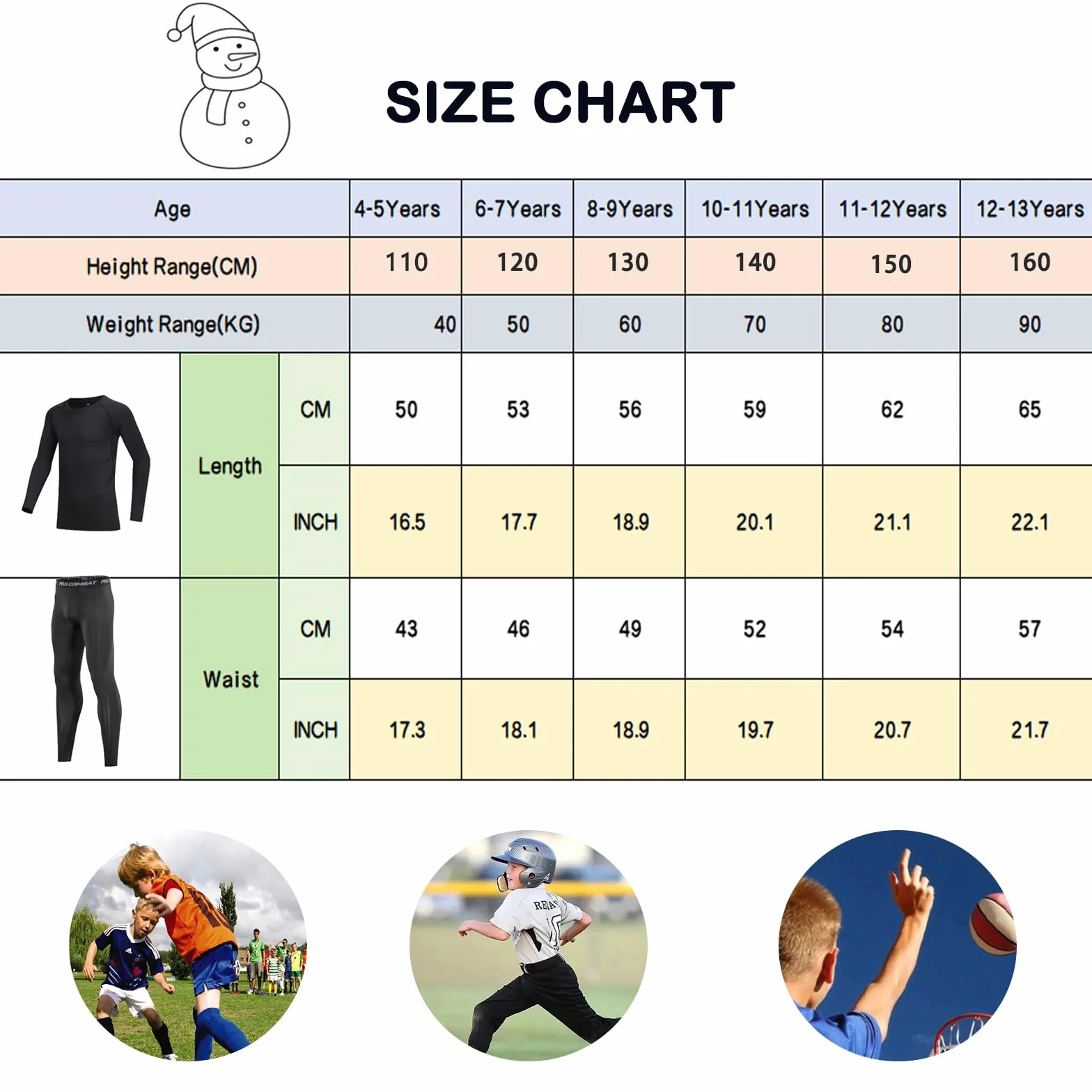 Conjunto de ropa interior térmica manga larga para niños, traje compresión atlético fútbol